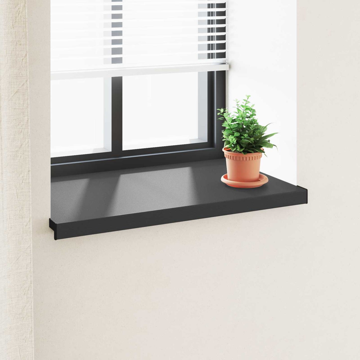 Ablakpárkány Fekete fa erezetű 60 x 50 x 4,5 cm PVC