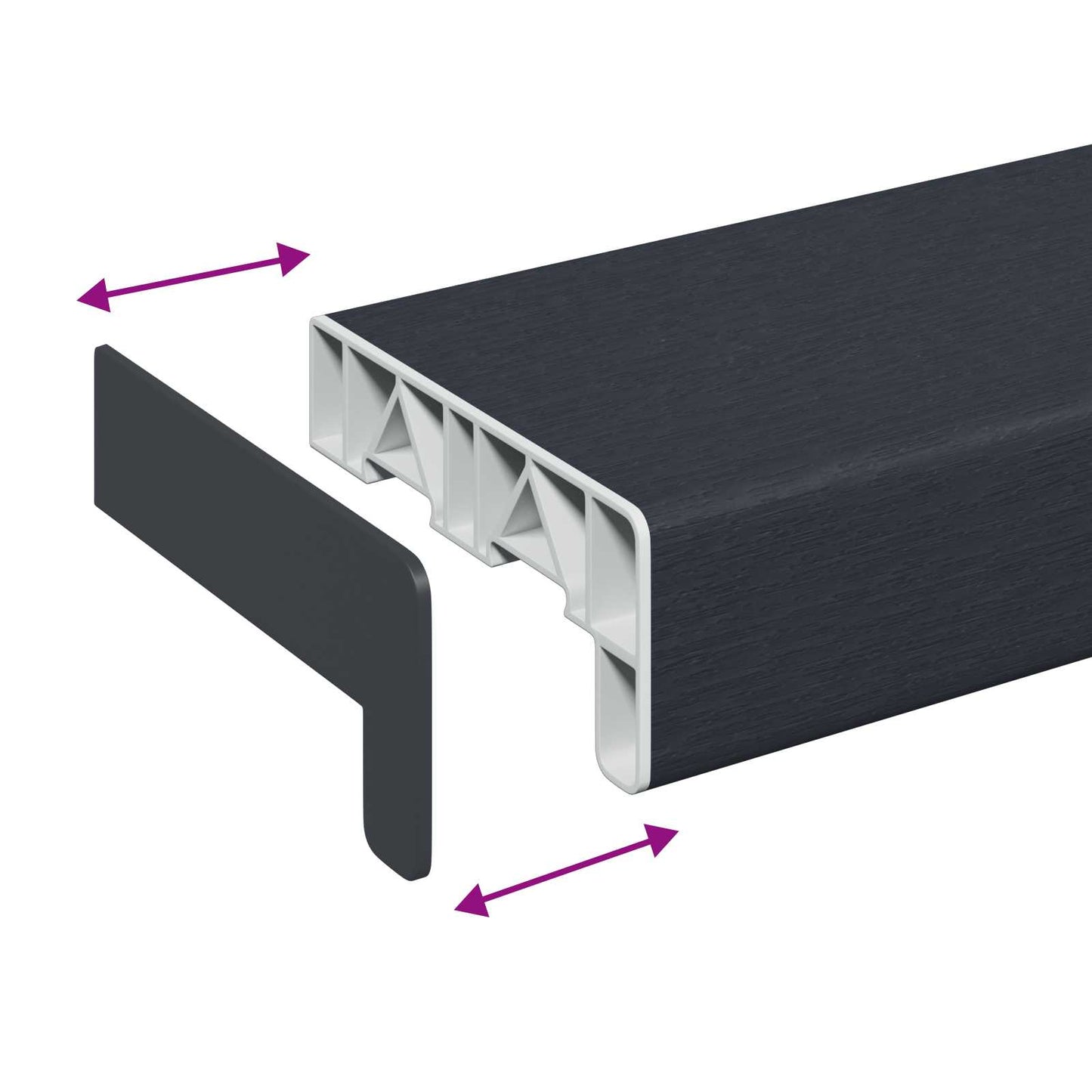 Ablakpárkány Antracit fa erezettel 120 x 10 x 4,5 cm PVC