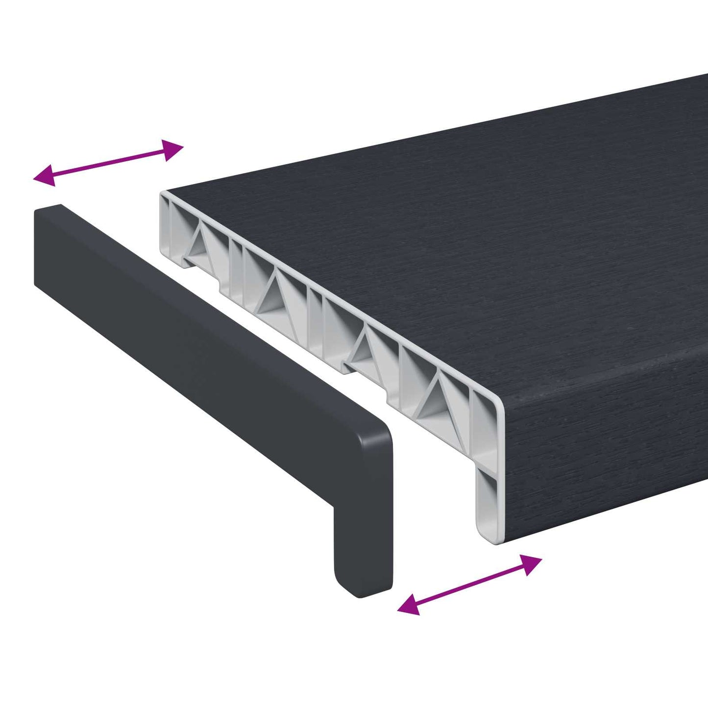 Ablakpárkány Antracit fa erezettel 140 x 20 x 4,5 cm PVC