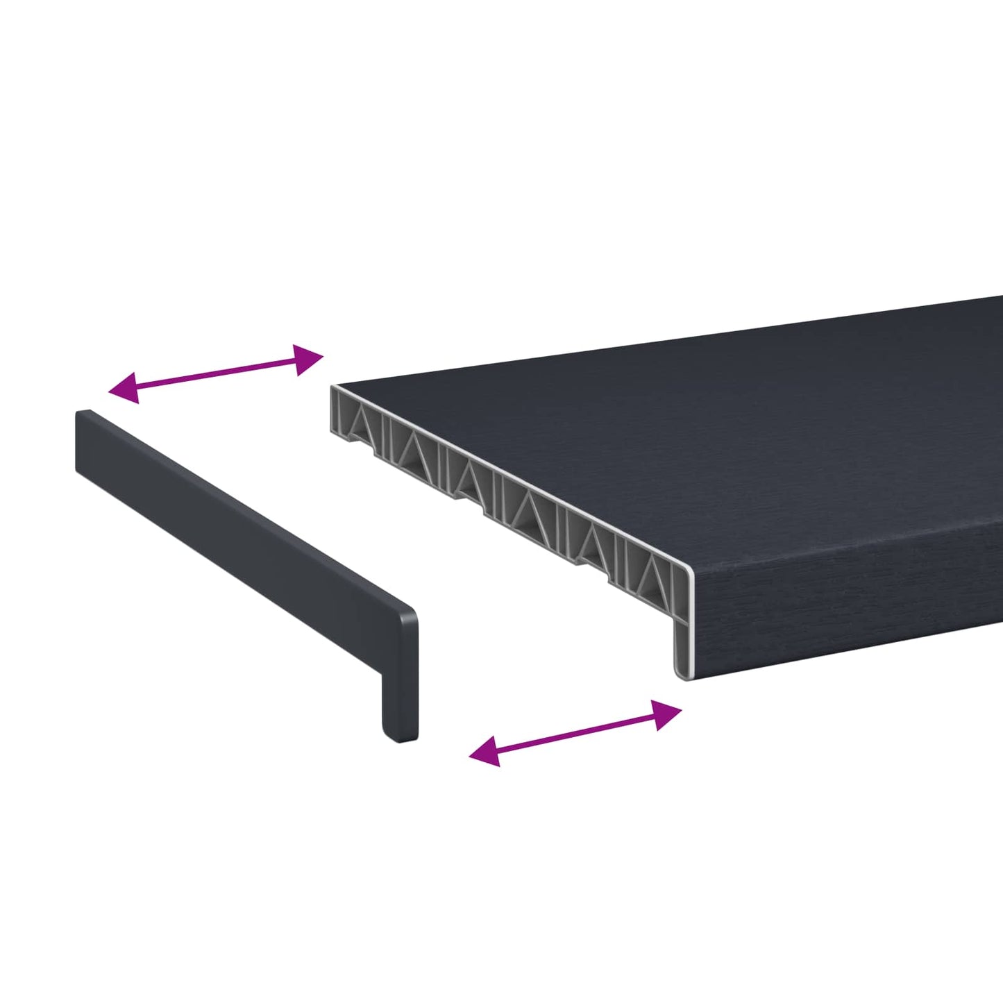 Ablakpárkány Antracit fa erezettel 60 x 30 x 4,5 cm PVC