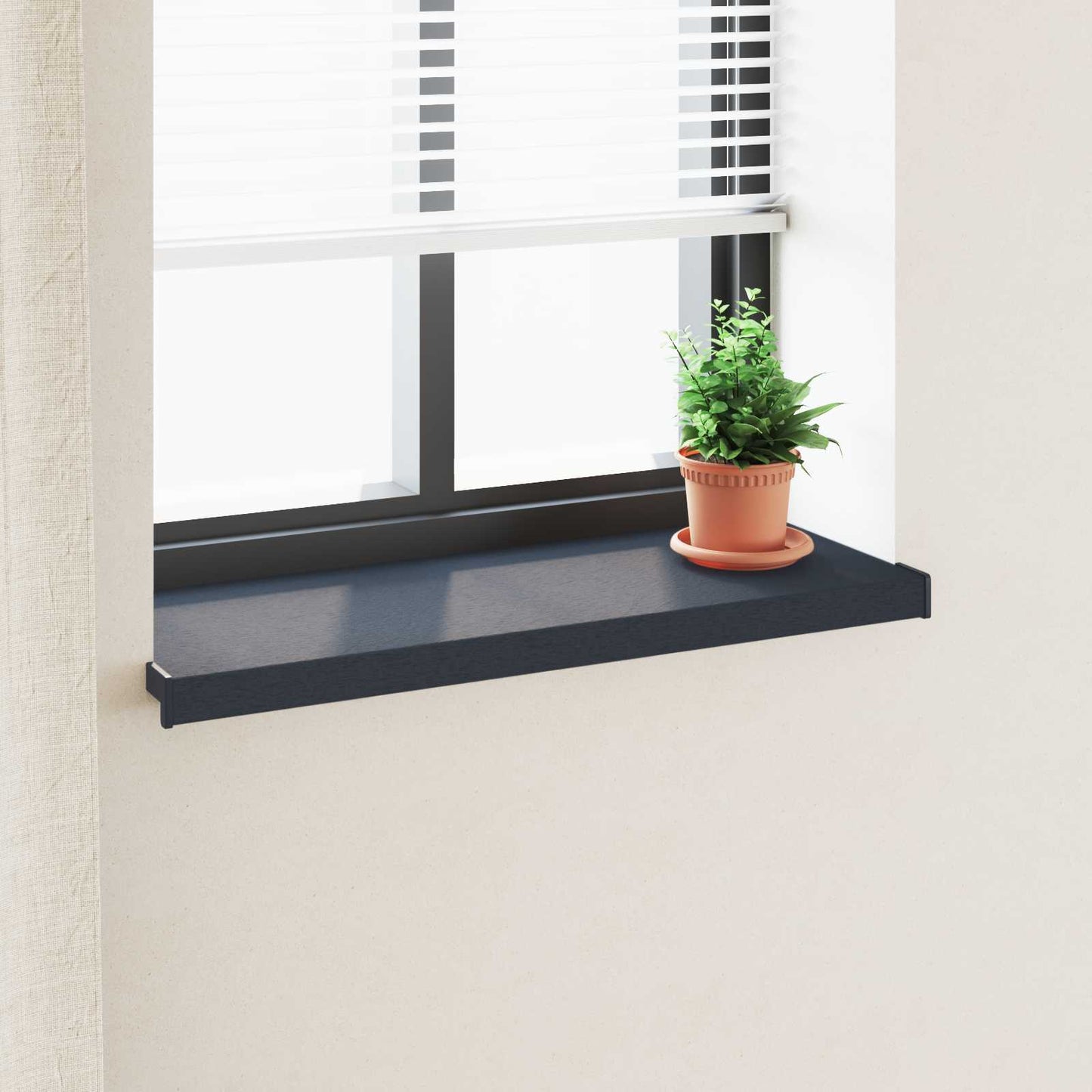 Ablakpárkány Antracit fa erezettel 60 x 30 x 4,5 cm PVC