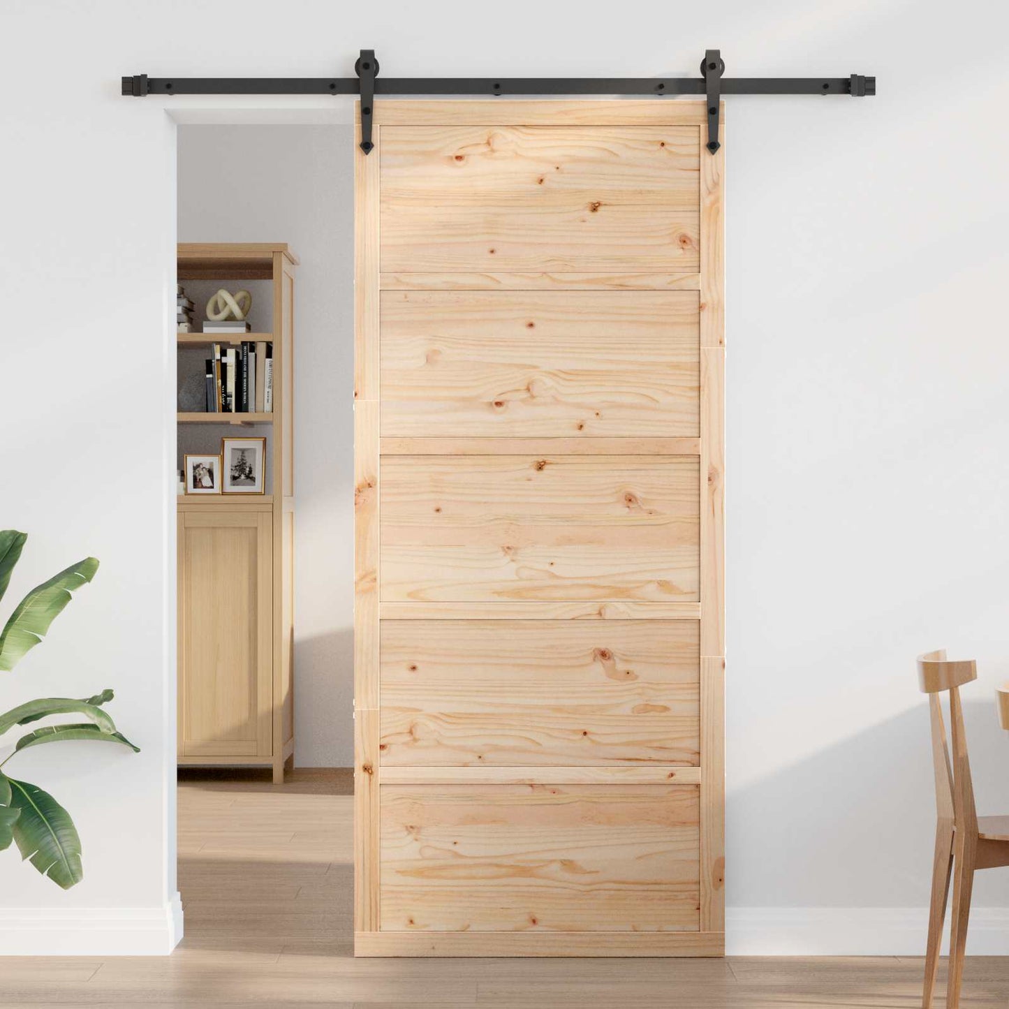 Istállóajtó Természetes 100 x 2,5 x 208 cm Tömör Fenyőfa
