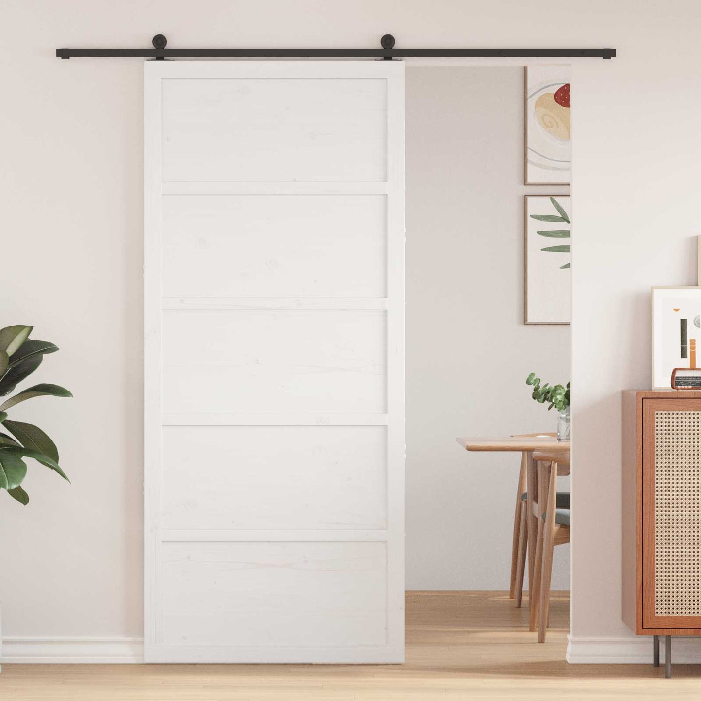 Istállóajtó Fehér 100 x 2,5 x 208 cm Tömör Fenyőfa