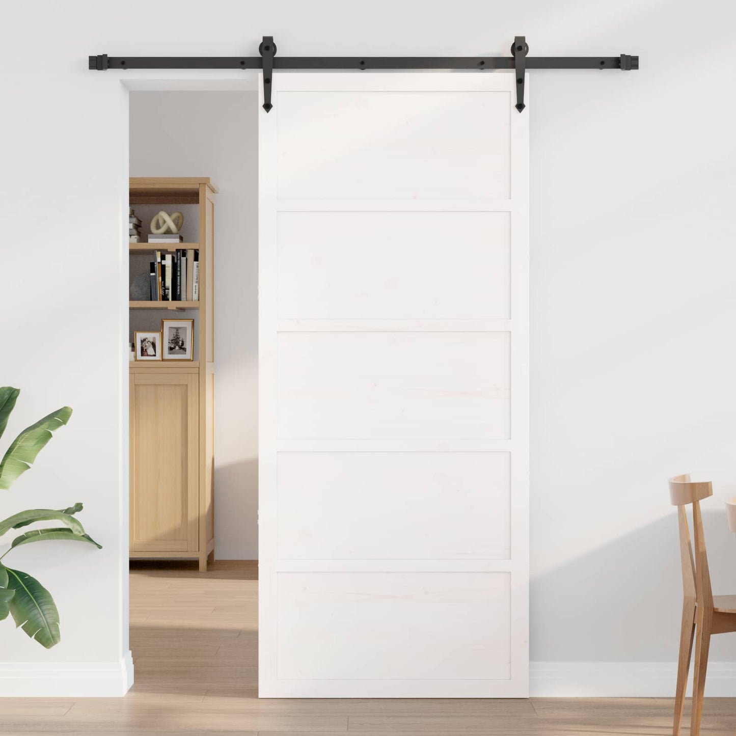 Istállóajtó Fehér 100 x 2,5 x 208 cm Tömör Fenyőfa