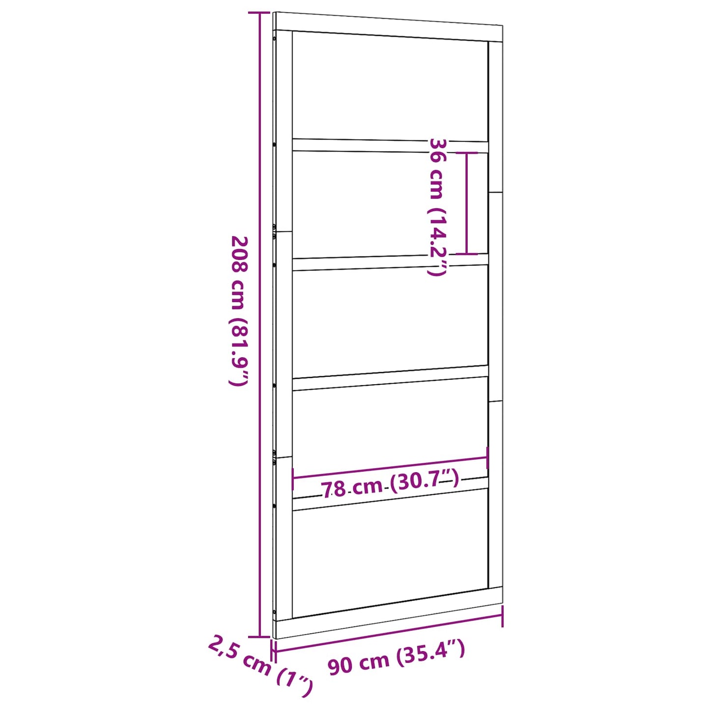 Istállóajtó Viaszbarna 90 x 2,5 x 208 cm Tömör Fenyőfa