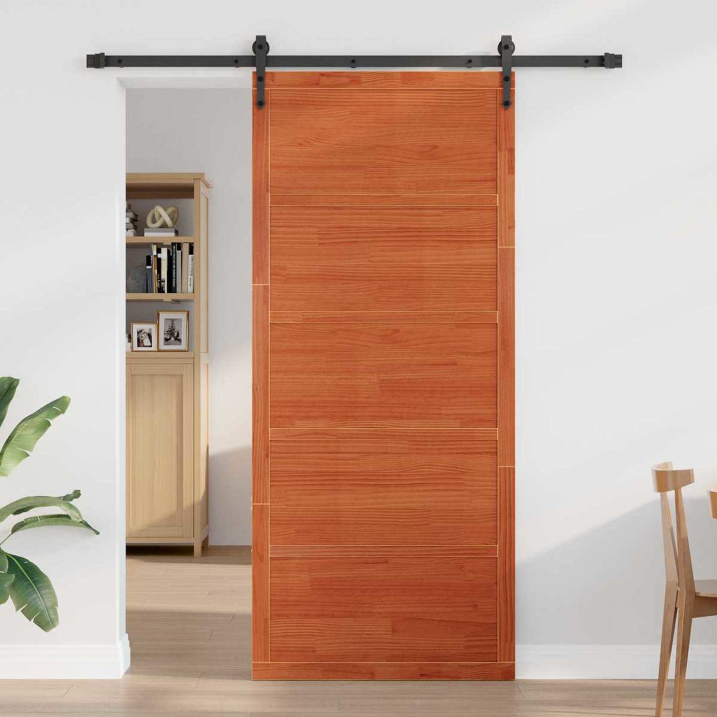 Istállóajtó Viaszbarna 80 x 2,5 x 208 cm Tömör Fenyőfa