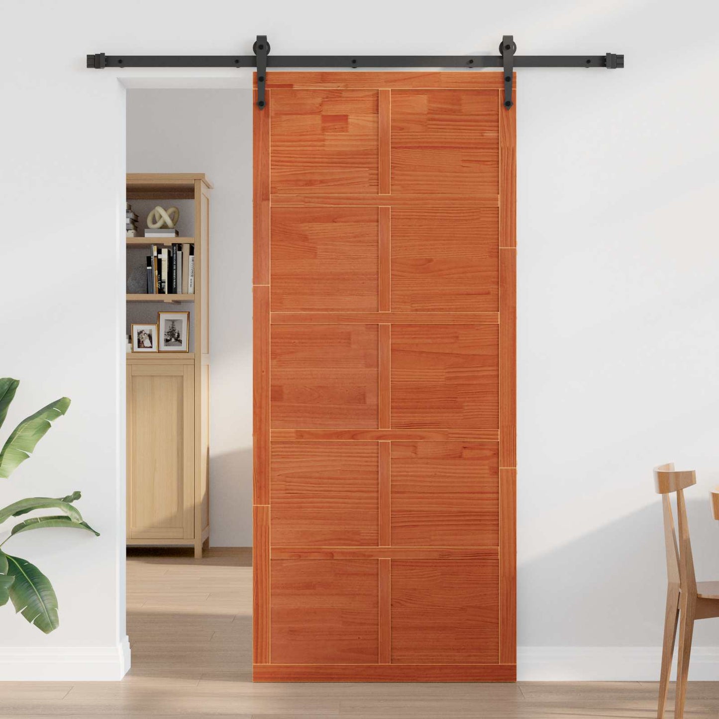 Istállóajtó Viaszbarna 100 x 2,5 x 208 cm Tömör Fenyőfa