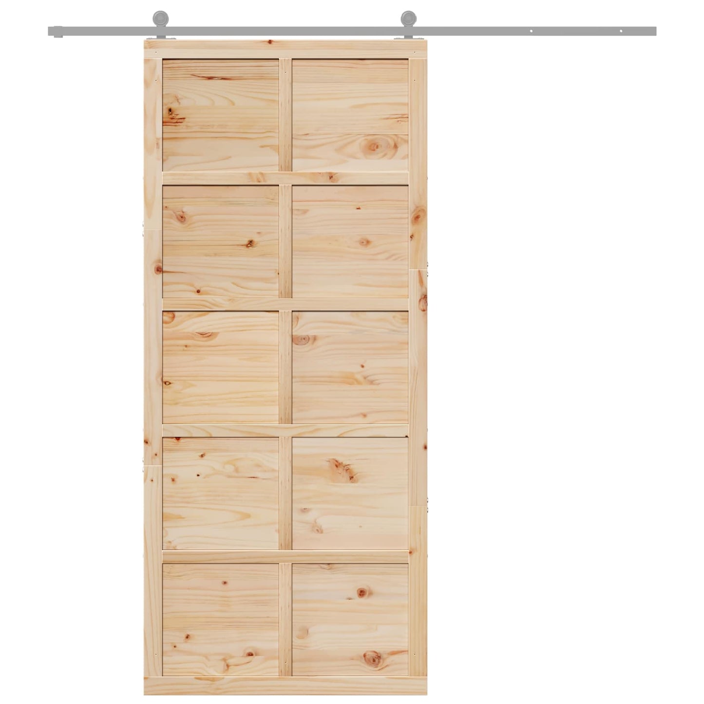 Istállóajtó Természetes 90 x 2,5 x 208 cm Tömör Fenyőfa
