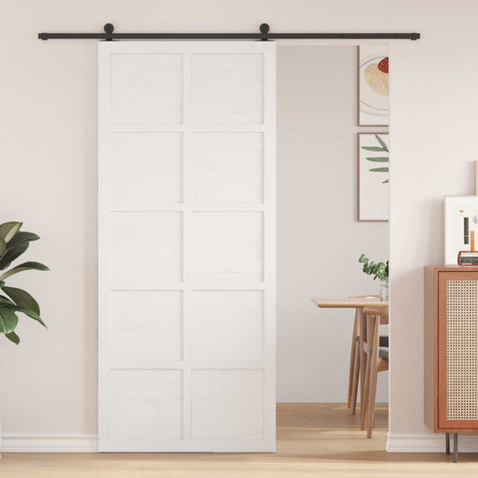 Istállóajtó Fehér 90 x 2,5 x 208 cm Tömör Fenyőfa