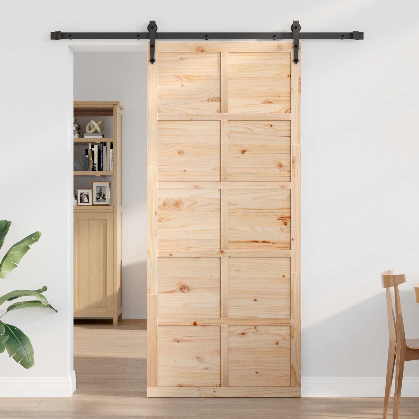 Istállóajtó Természetes 80 x 2,5 x 208 cm Tömör Fenyőfa