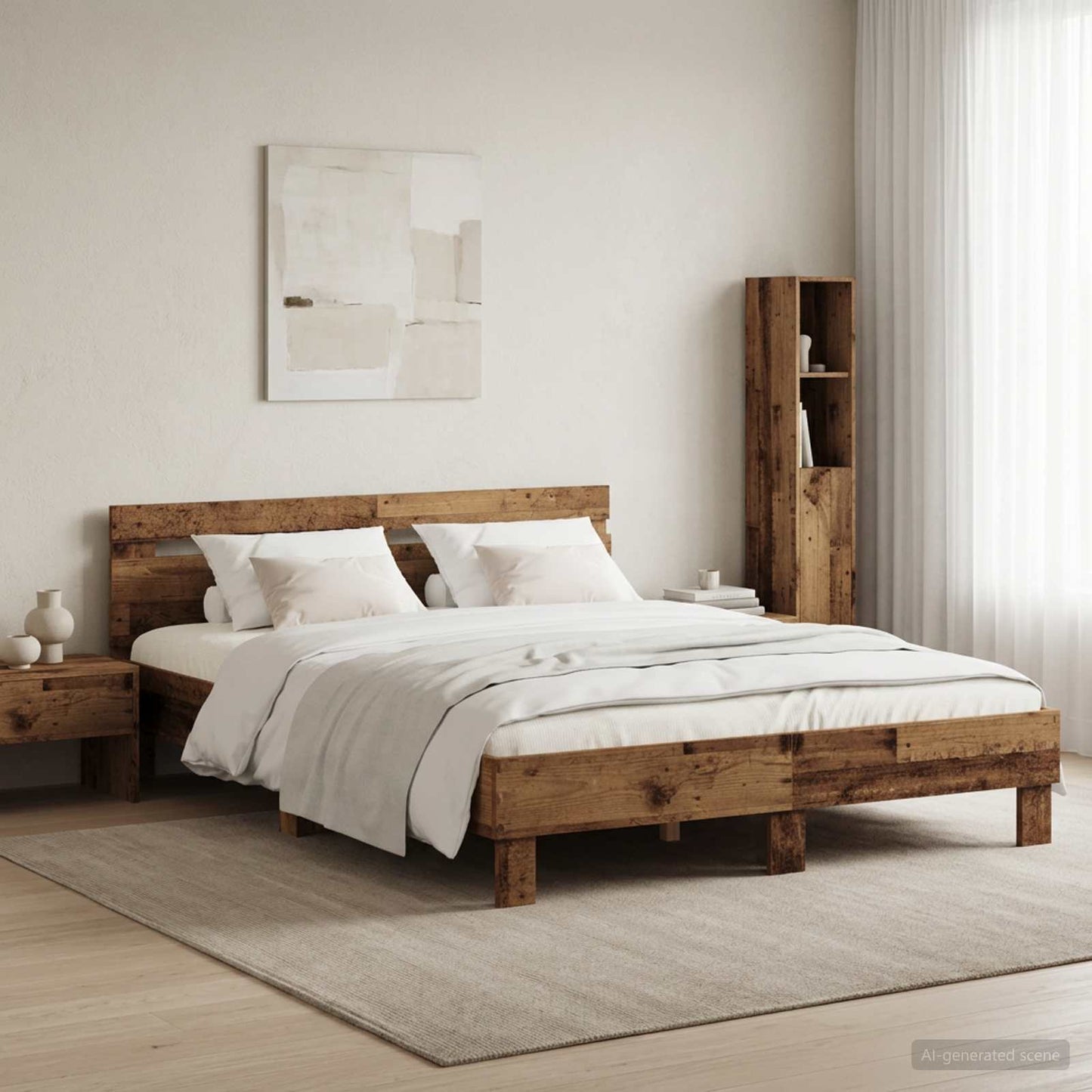 Ágykeret Antik Fa 140 x 190 cm Szerelt Fa