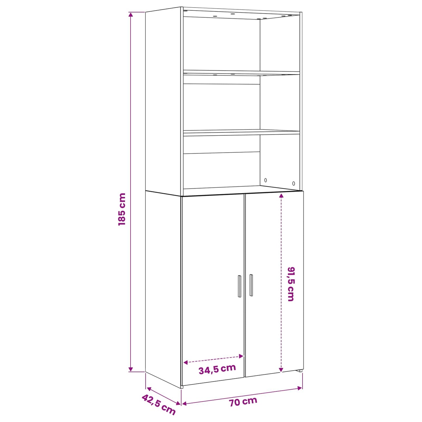 Magasfiú Antik Fa 70 x 42,5 x 185 cm Szerelt Fa