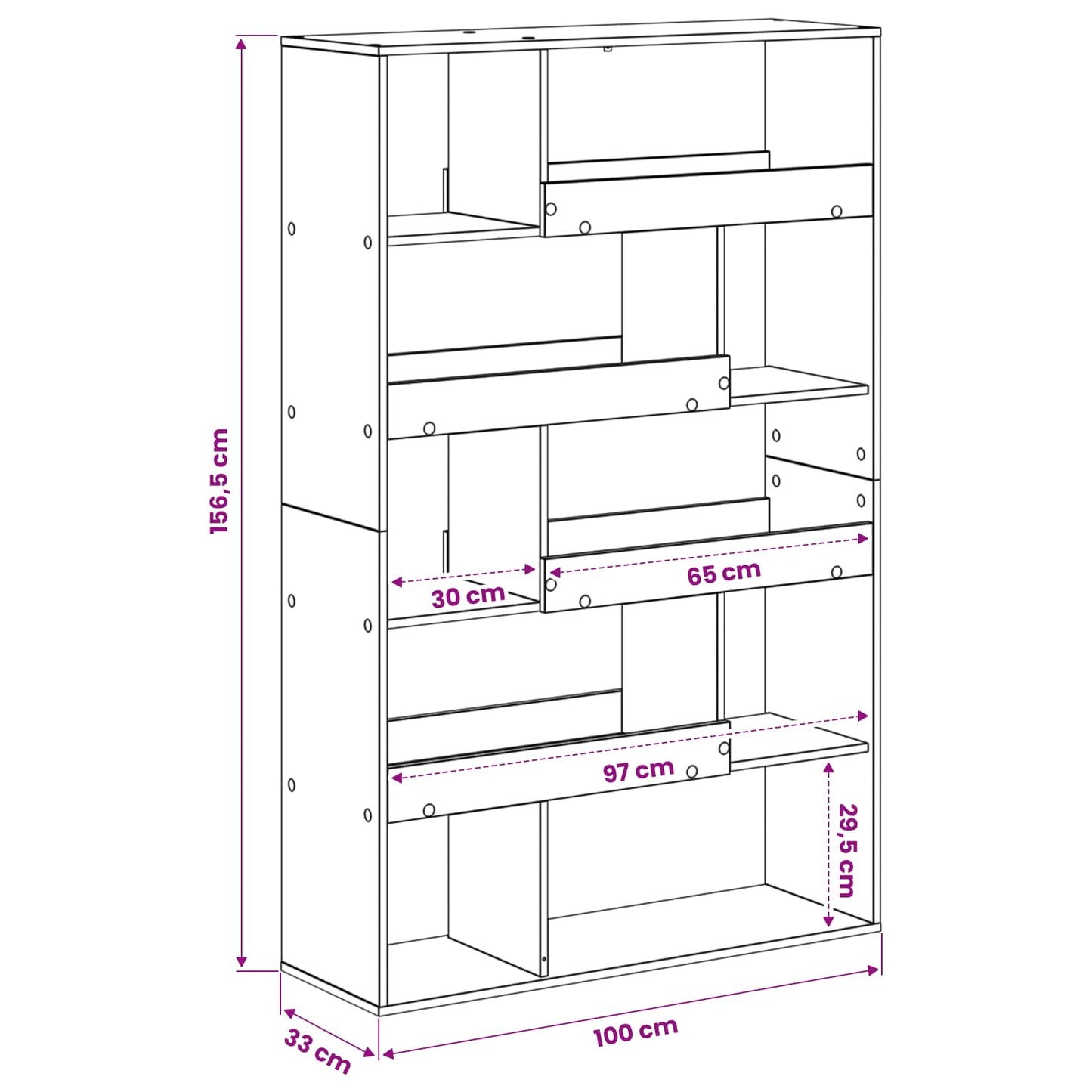 Könyvespolc Fekete tölgy 100 x 33 x 156,5 cm Faanyag