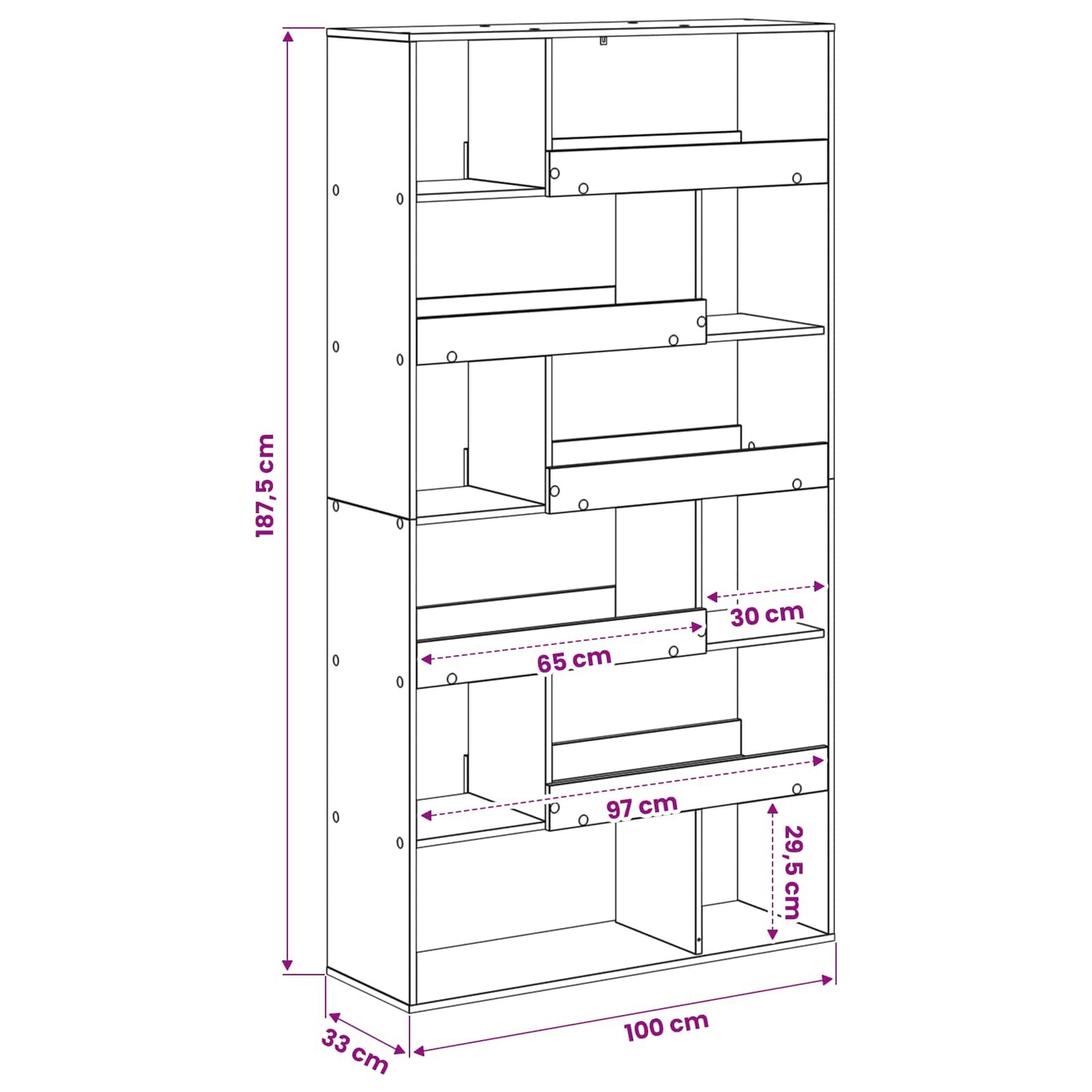 Könyvespolc Fekete tölgy 100 x 33 x 156,5 cm Faanyag