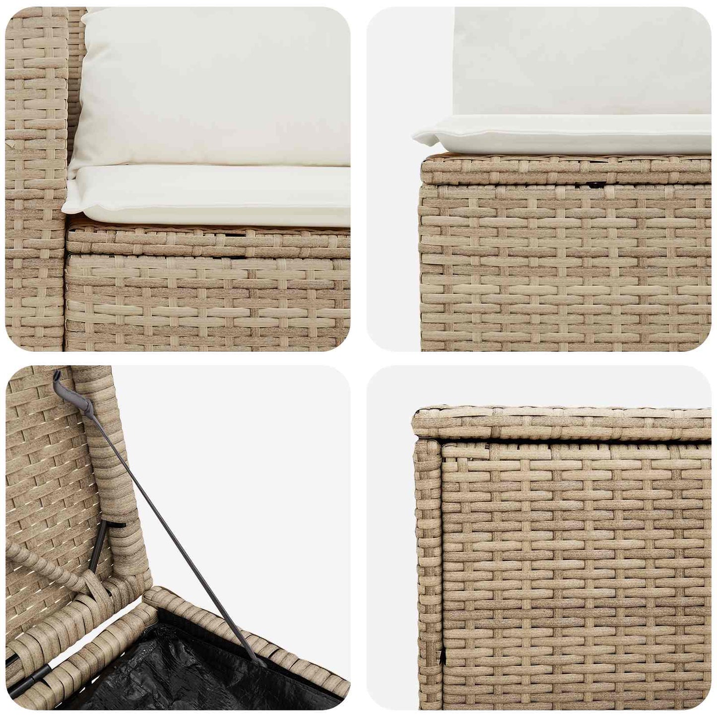 Kanapé Szett 7 db Beige és Krémszínű Poli rattan és acél
