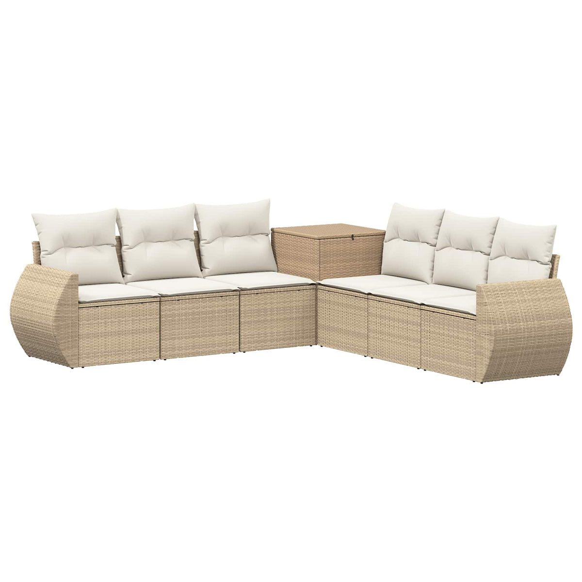 Kanapé Szett 7 db Beige és Krémszínű Poli rattan és acél