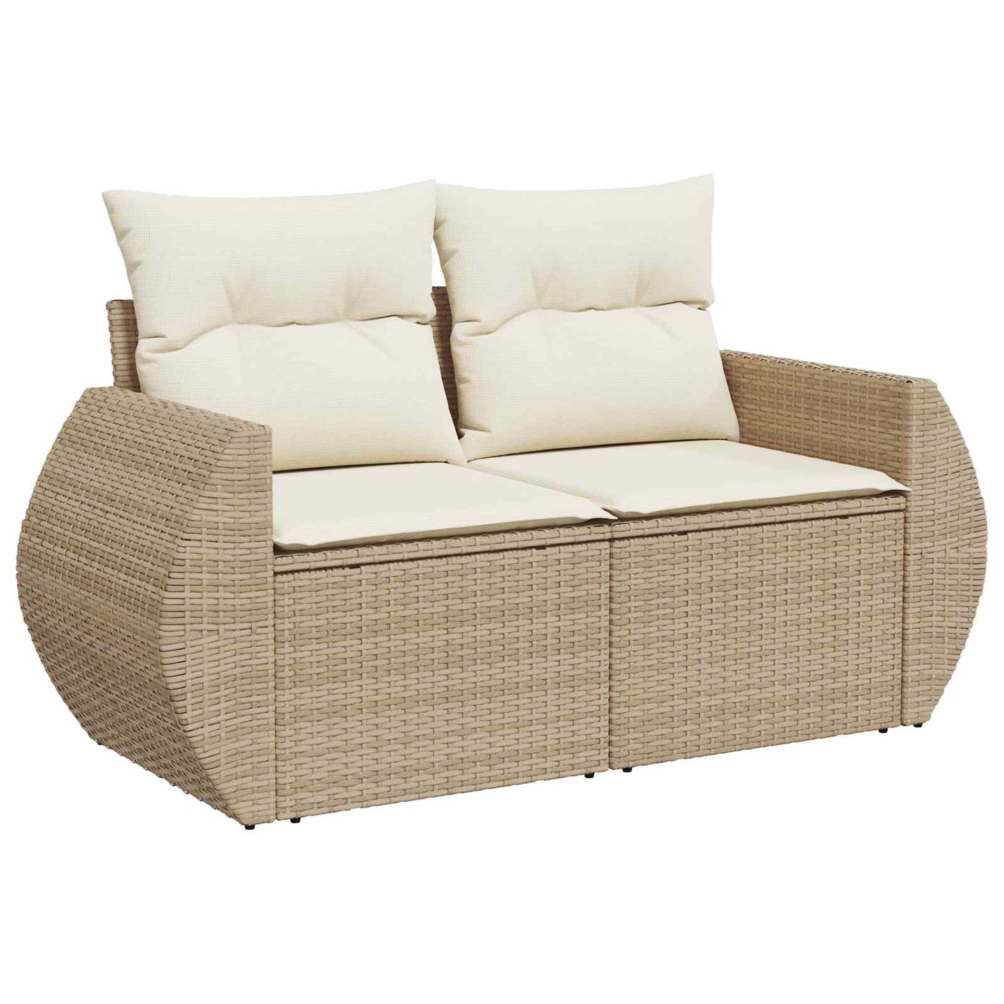 Kanapé Szett 7 db Beige és Krémszínű Poli rattan és acél
