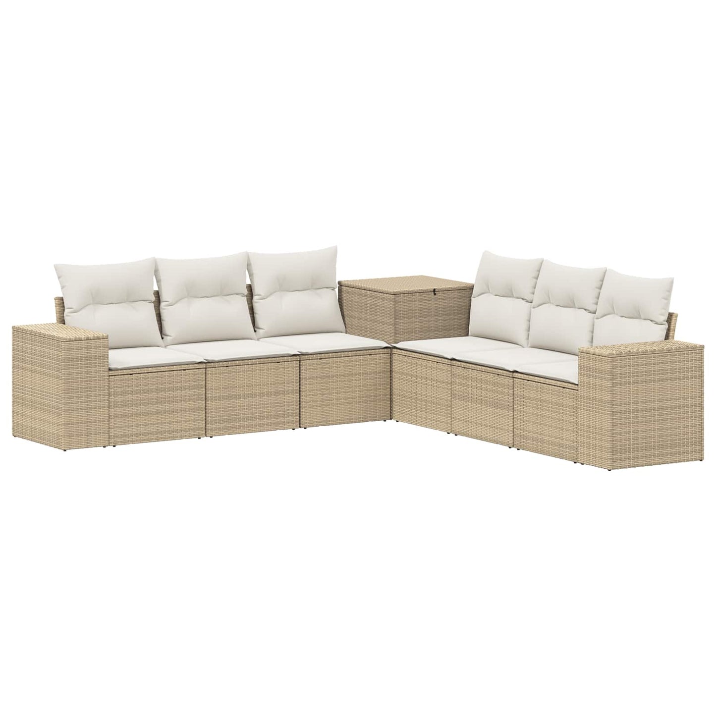Kanapé Szett 7 db Beige és Krémszínű Poli rattan és acél