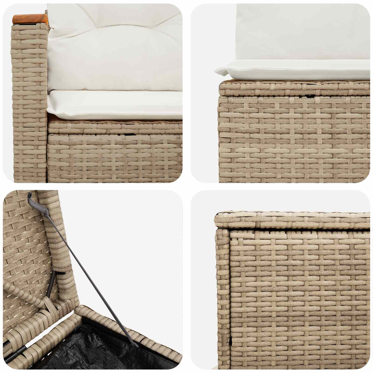 Kanapé Szett 7 db Beige és Krémszínű Poli rattan és acél
