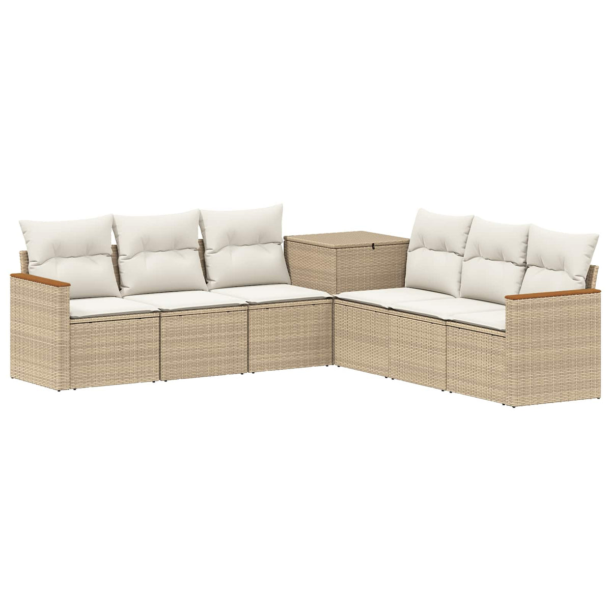 Kanapé Szett 7 db Beige és Krémszínű Poli rattan és acél