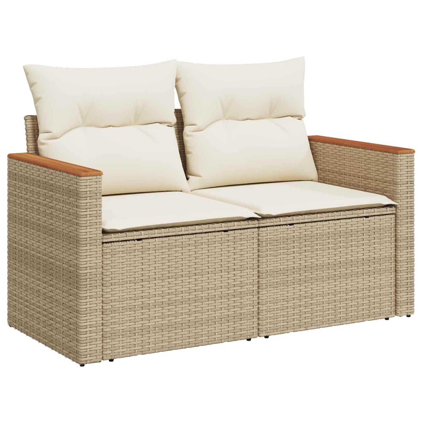 Kanapé Szett 7 db Beige és Krémszínű Poli rattan és acél