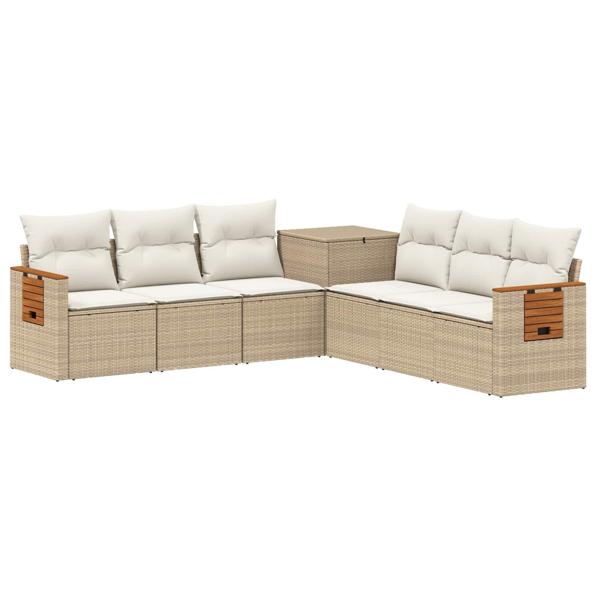 Kanapé Szett 7 db Beige és Krémszínű Poli rattan és acél