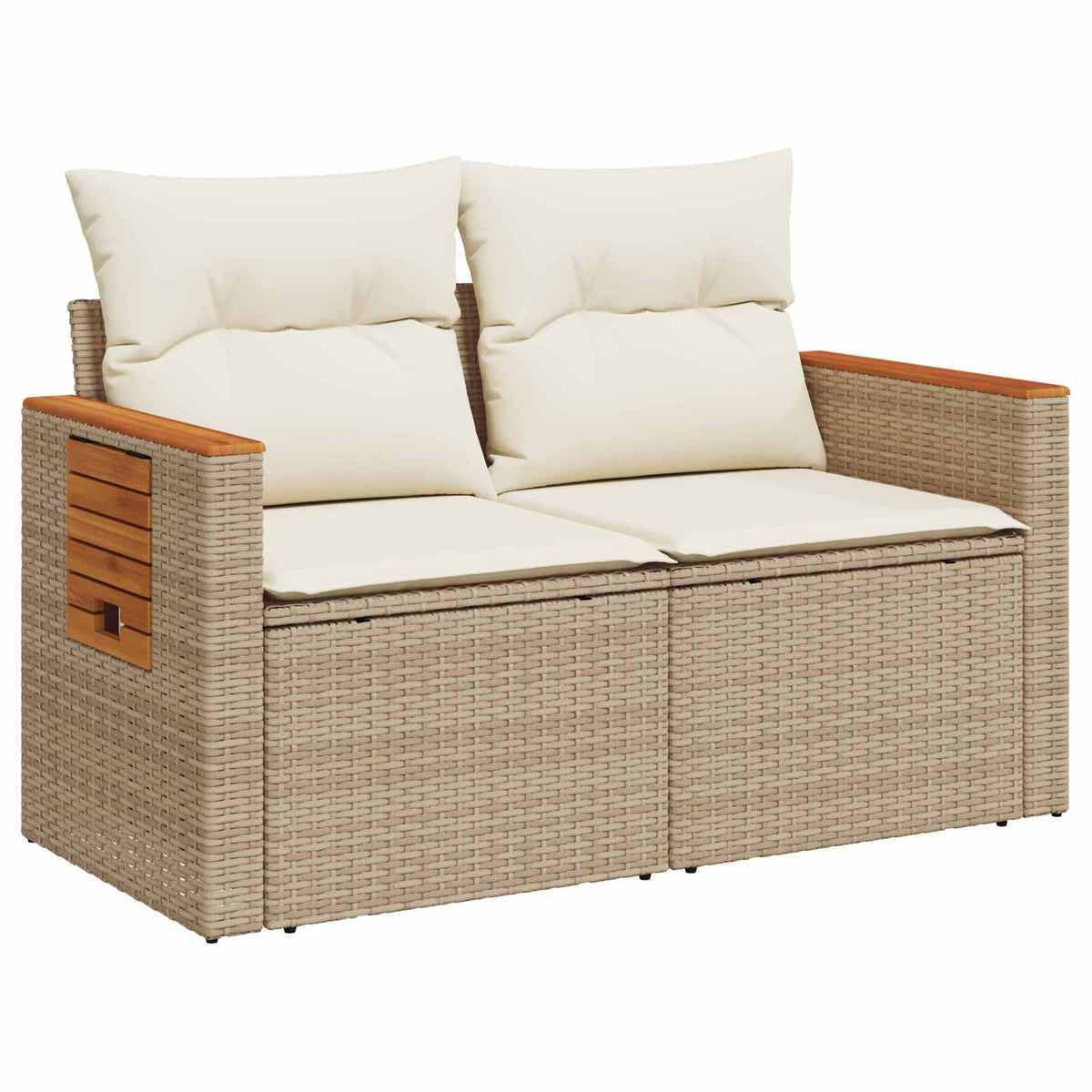 Kanapé Szett 7 db Beige és Krémszínű Poli rattan és acél
