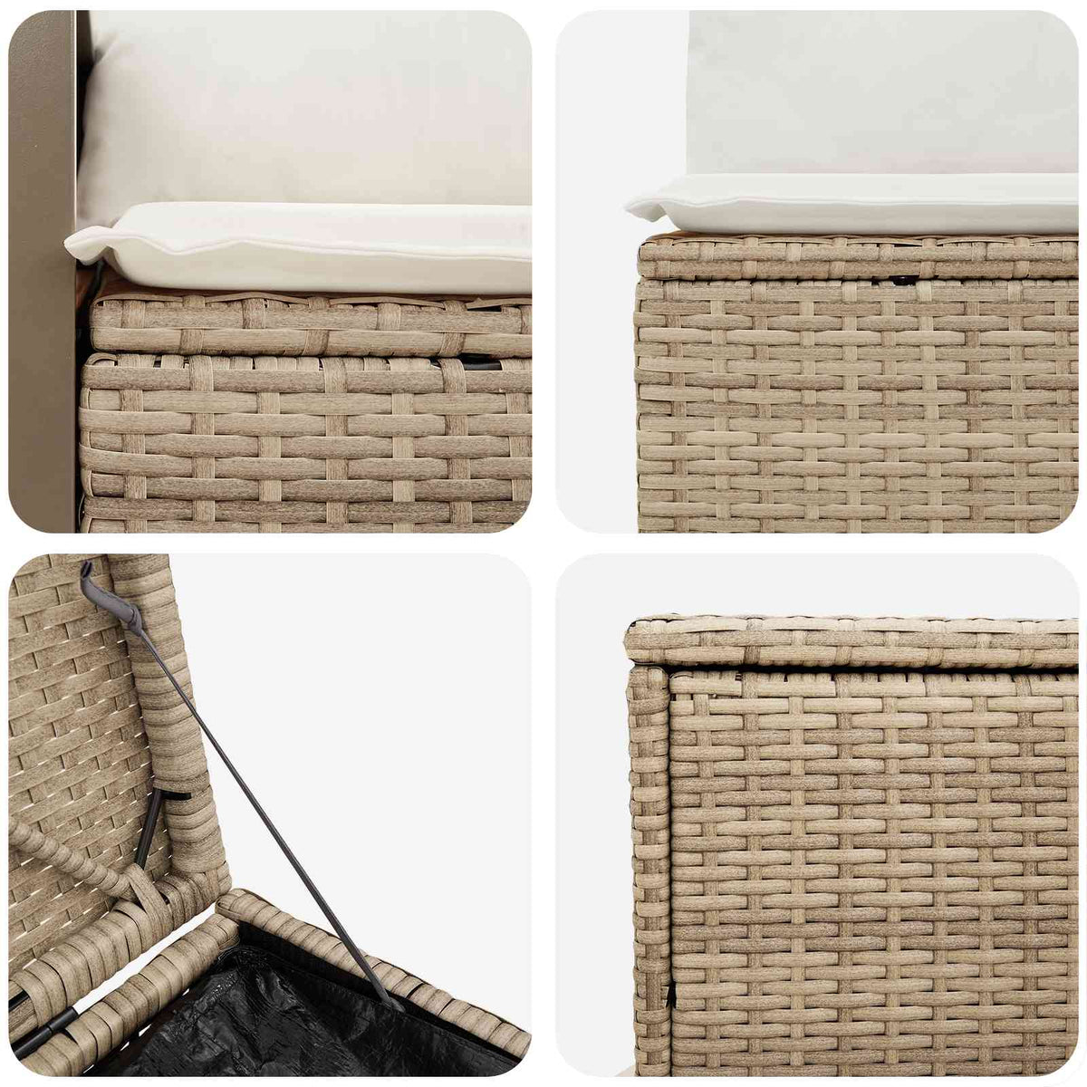 Kanapé Szett 7 db Beige és Krémszínű Poli rattan és acél