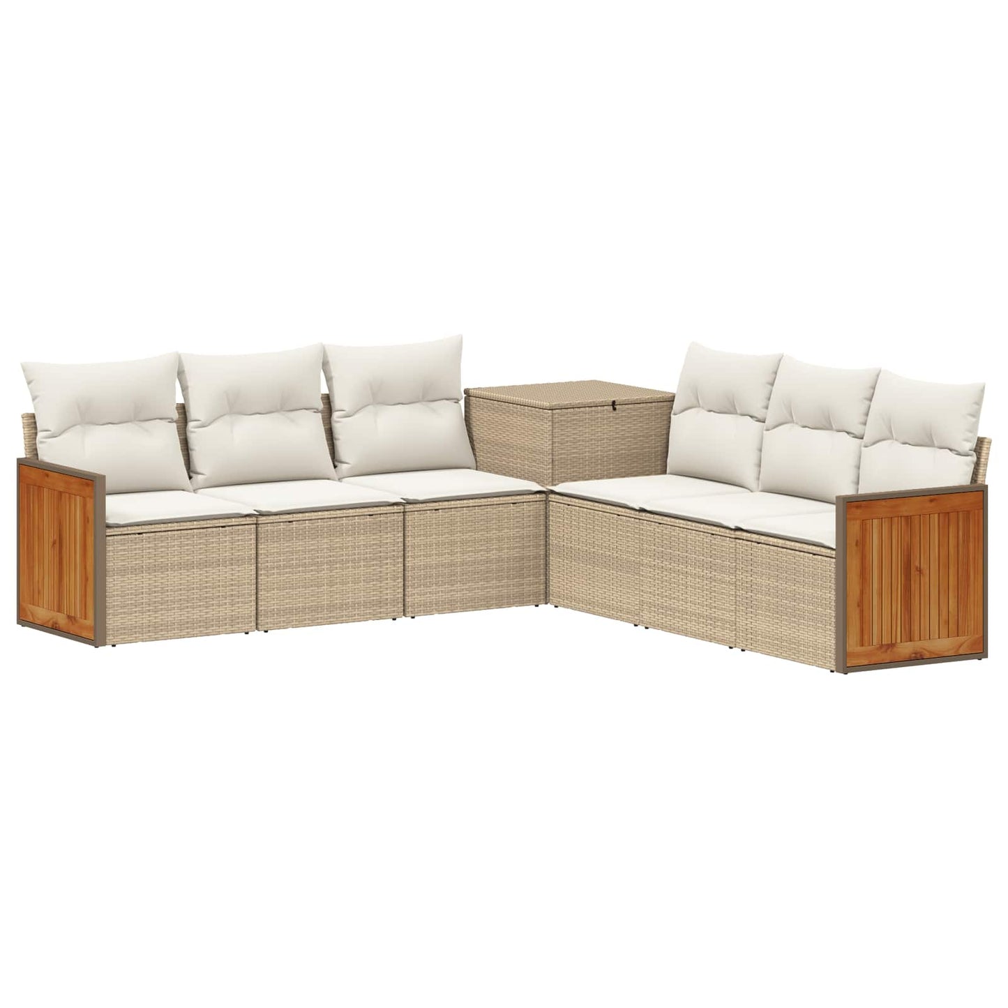 Kanapé Szett 7 db Beige és Krémszínű Poli rattan és acél