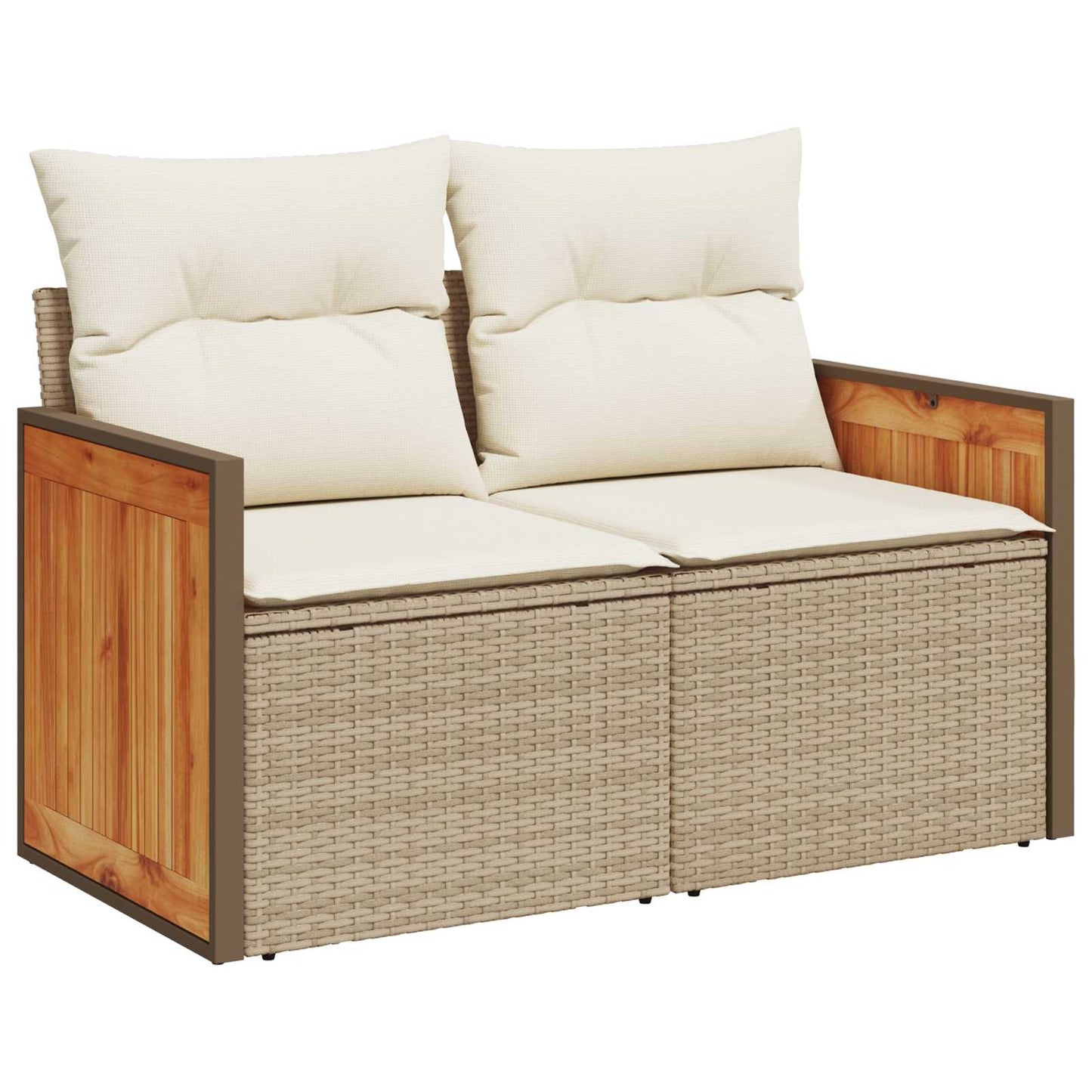 Kanapé Szett 7 db Beige és Krémszínű Poli rattan és acél