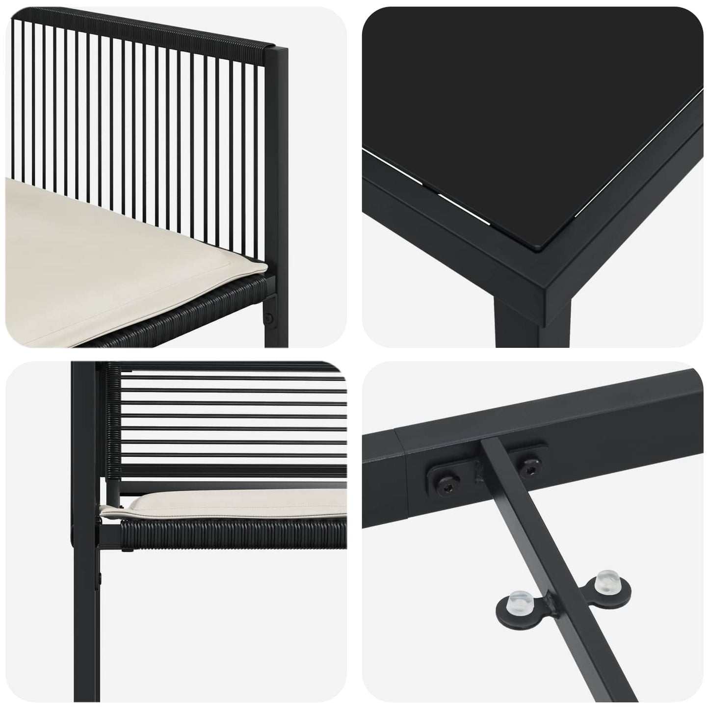 Kert étkező szett 5 pcs Fekete polirattan