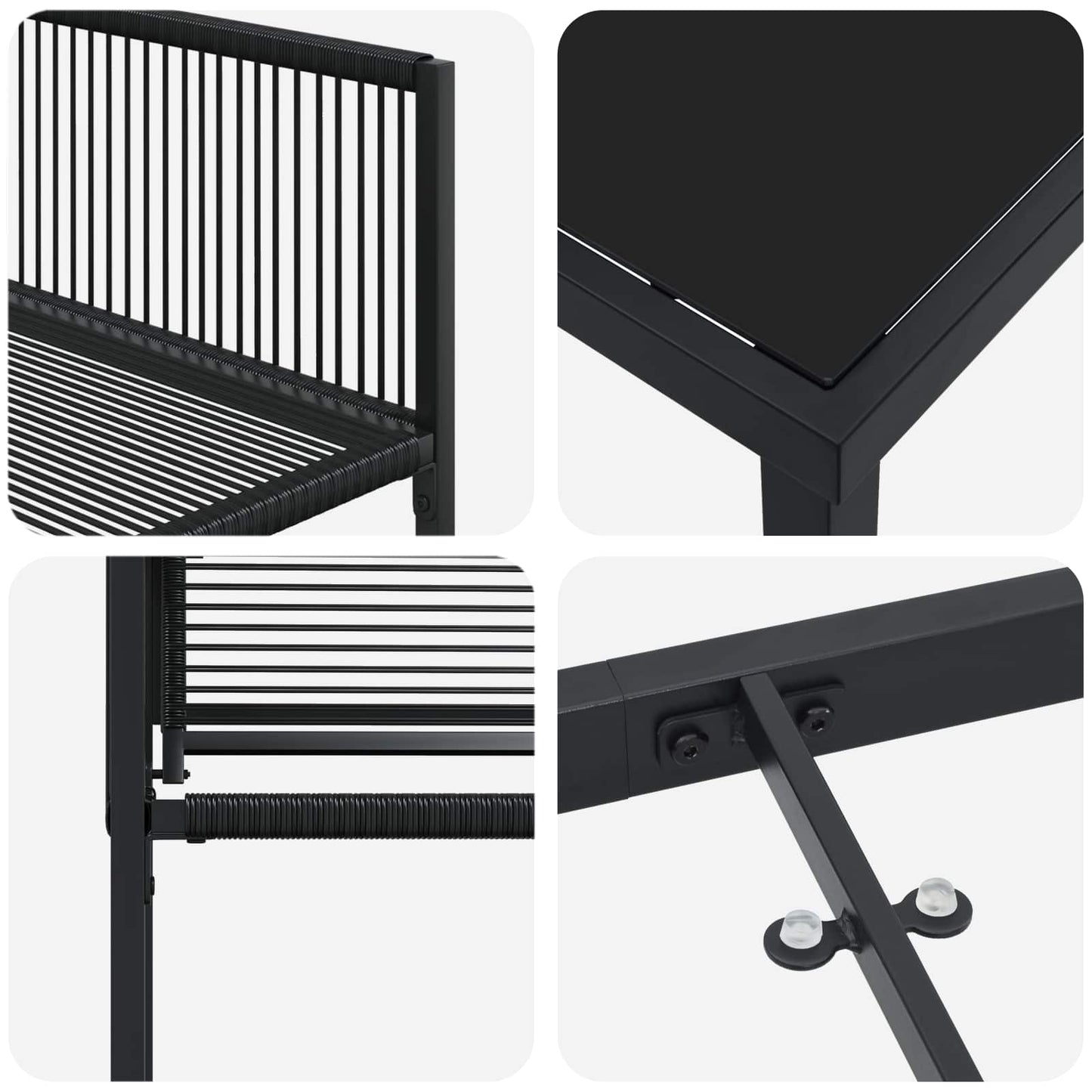 Kert étkező szett 5 pcs Fekete polirattan