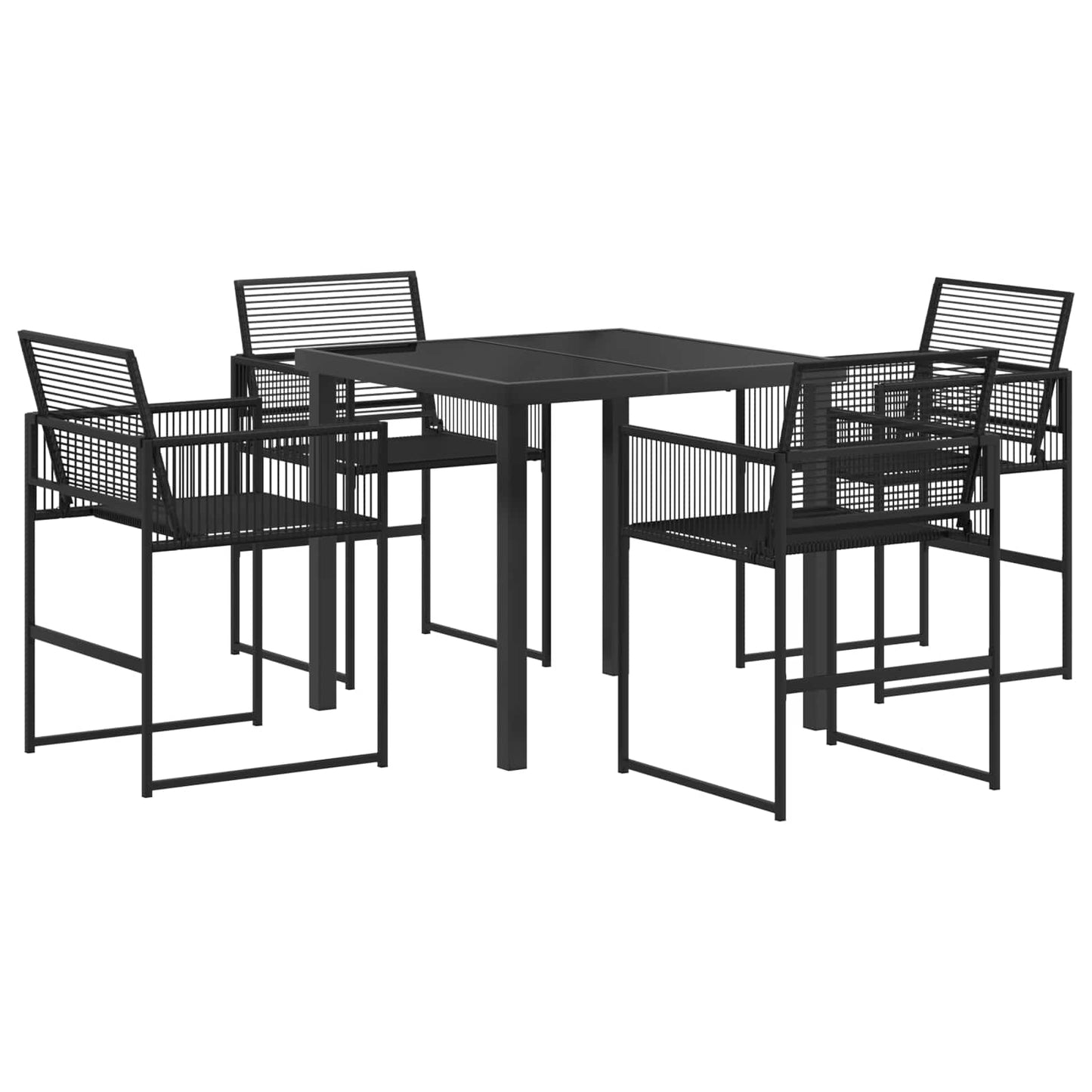 Kert étkező szett 5 pcs Fekete polirattan