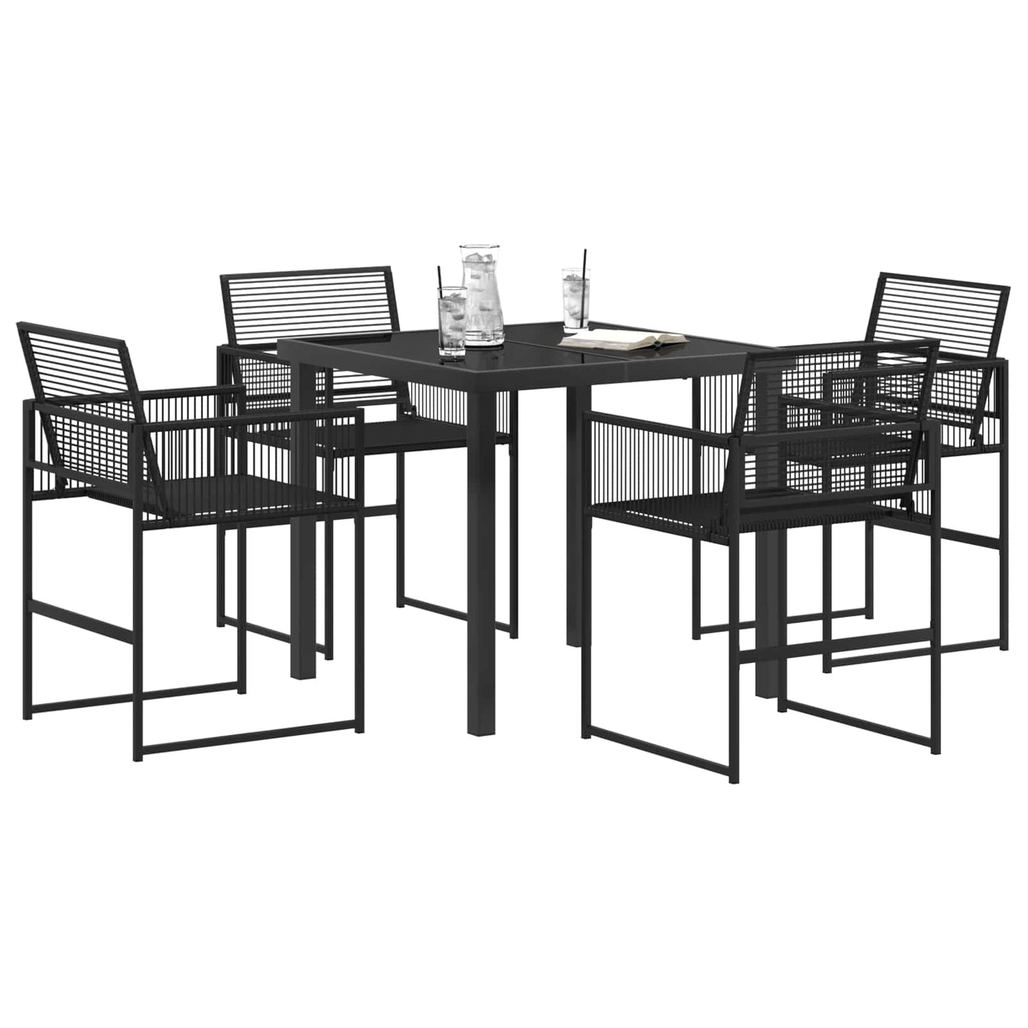 Kert étkező szett 5 pcs Fekete polirattan