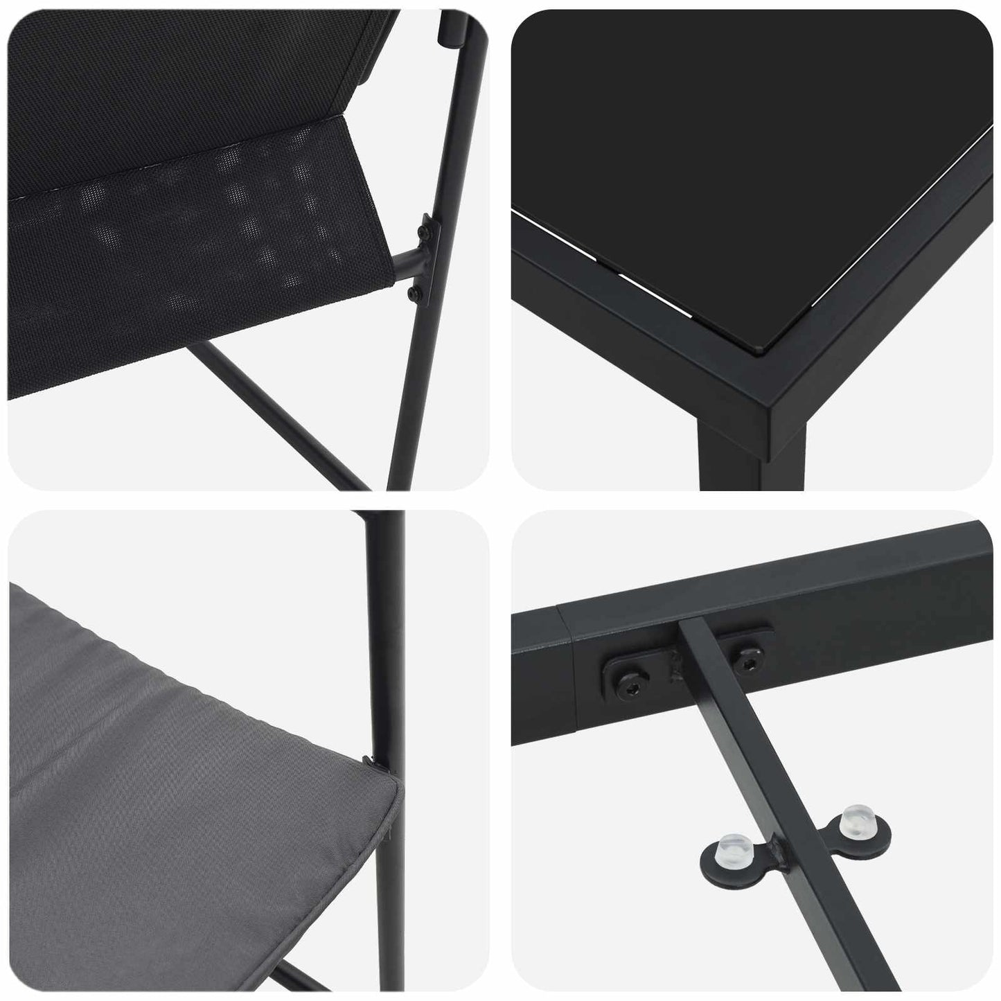 Kert étkező szett 5 pcs Fekete és Antracit 80 x 80 x 73 cm