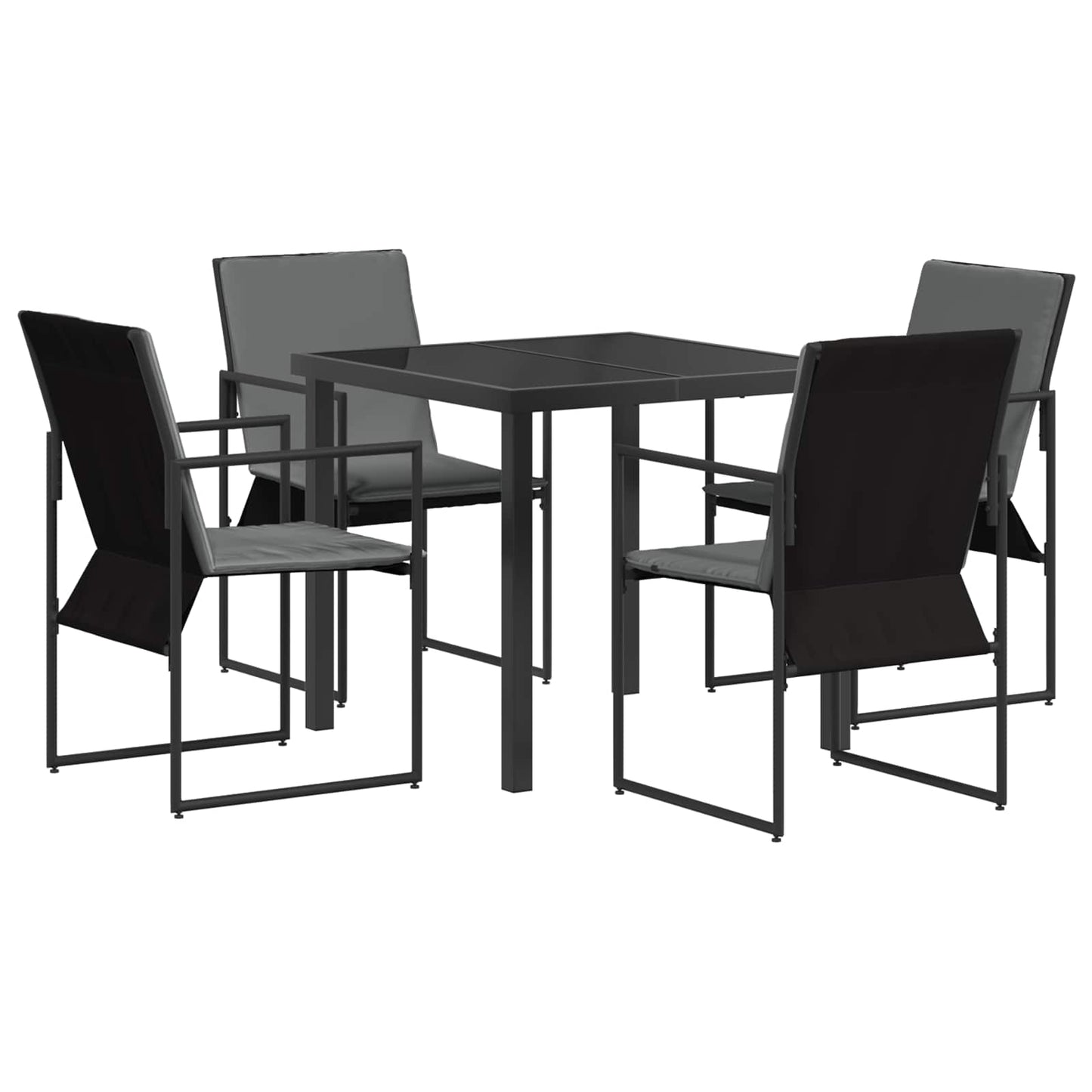 Kert étkező szett 5 pcs Fekete és Antracit 80 x 80 x 73 cm
