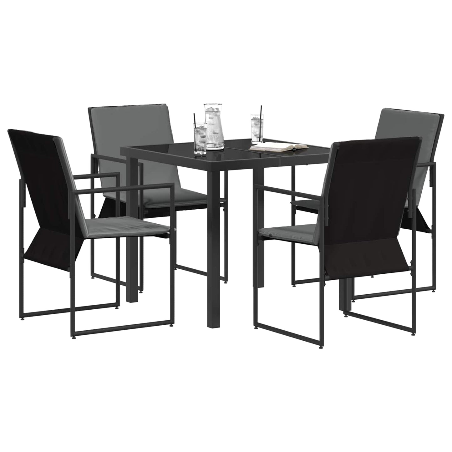 Kert étkező szett 5 pcs Fekete és Antracit 80 x 80 x 73 cm