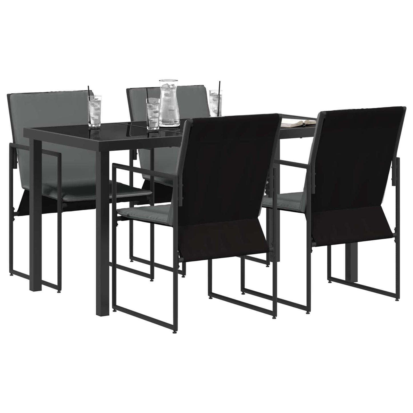 Kert étkező szett 5 pcs Fekete és Antracit 140 x 70 x 73 cm