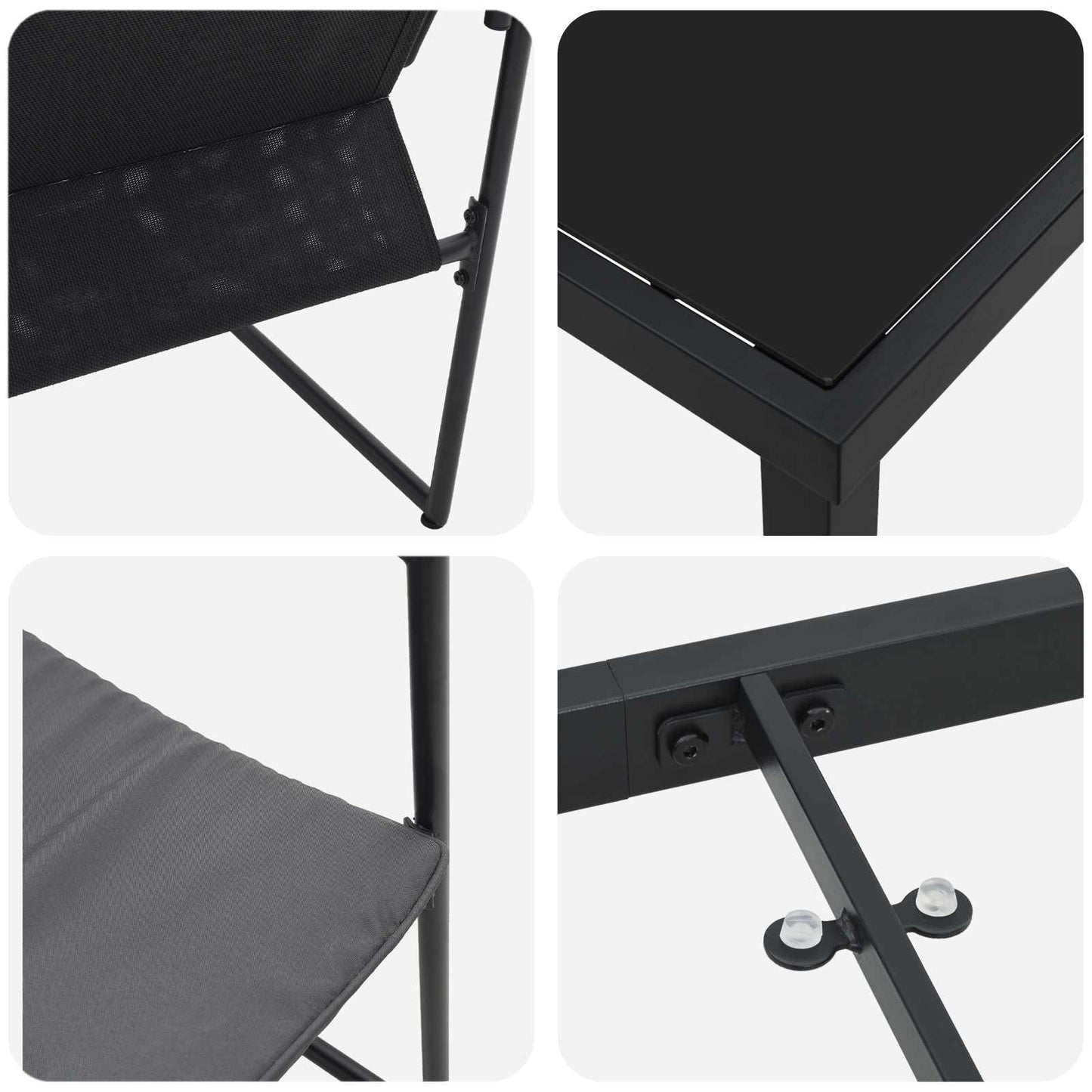Kert étkező szett 9 pcs Fekete és Antracit 160 x 80 x 73 cm