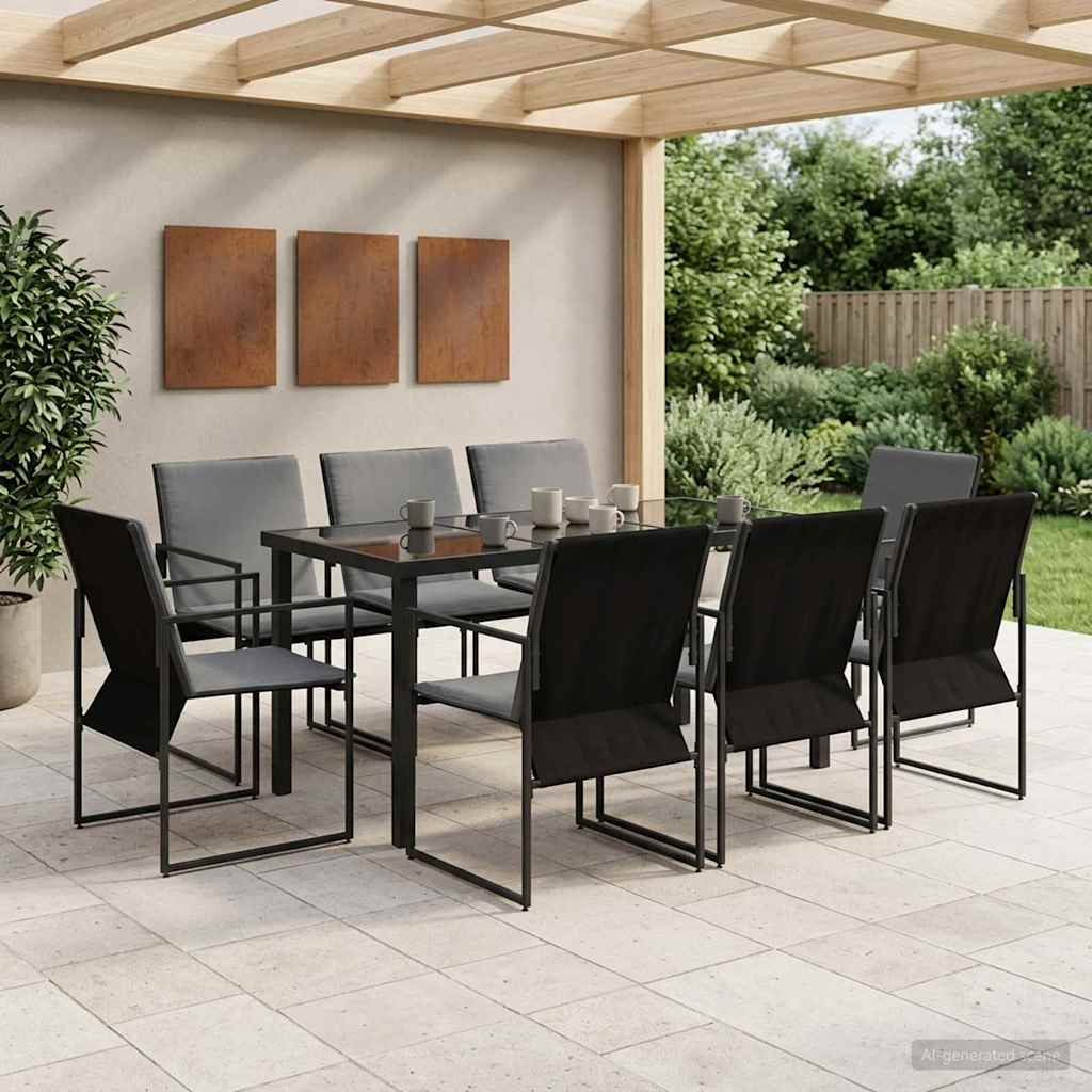 Kert étkező szett 9 pcs Fekete és Antracit 160 x 80 x 73 cm