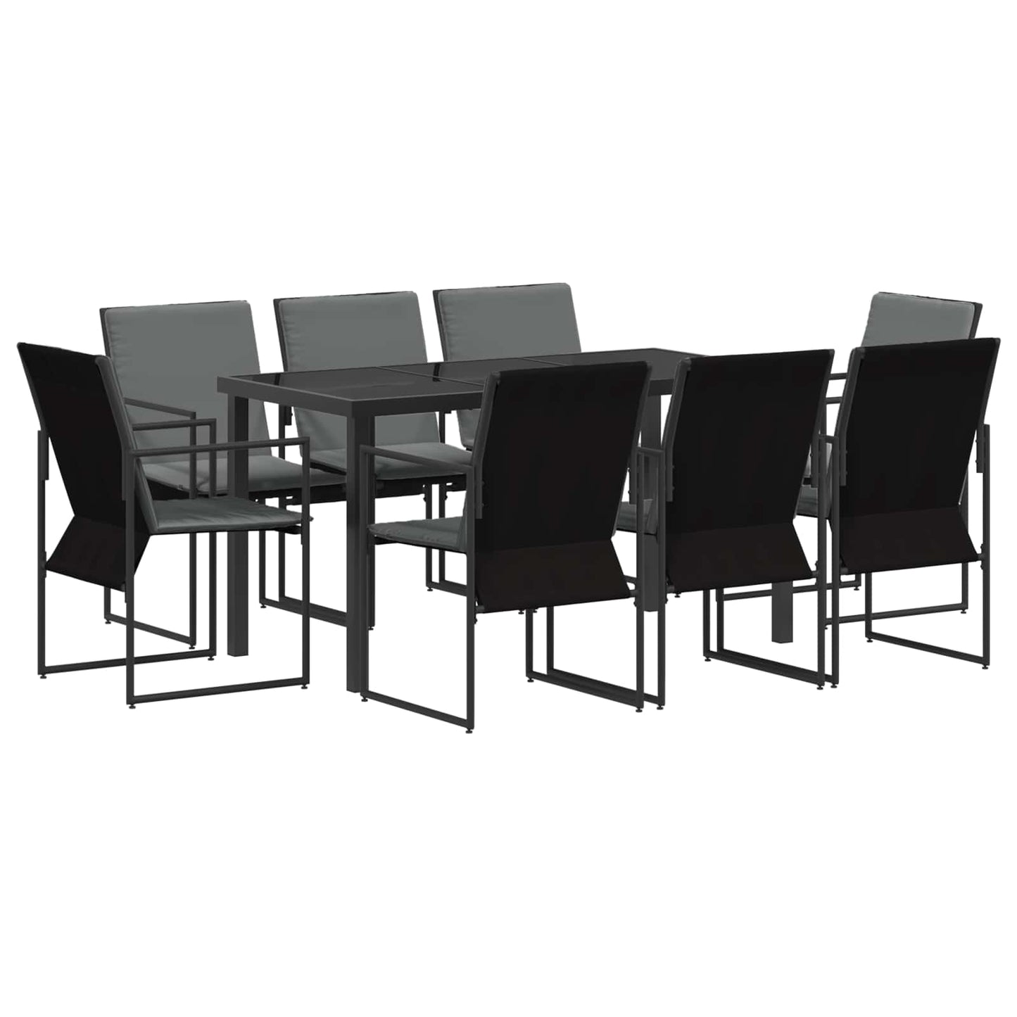 Kert étkező szett 9 pcs Fekete és Antracit 160 x 80 x 73 cm