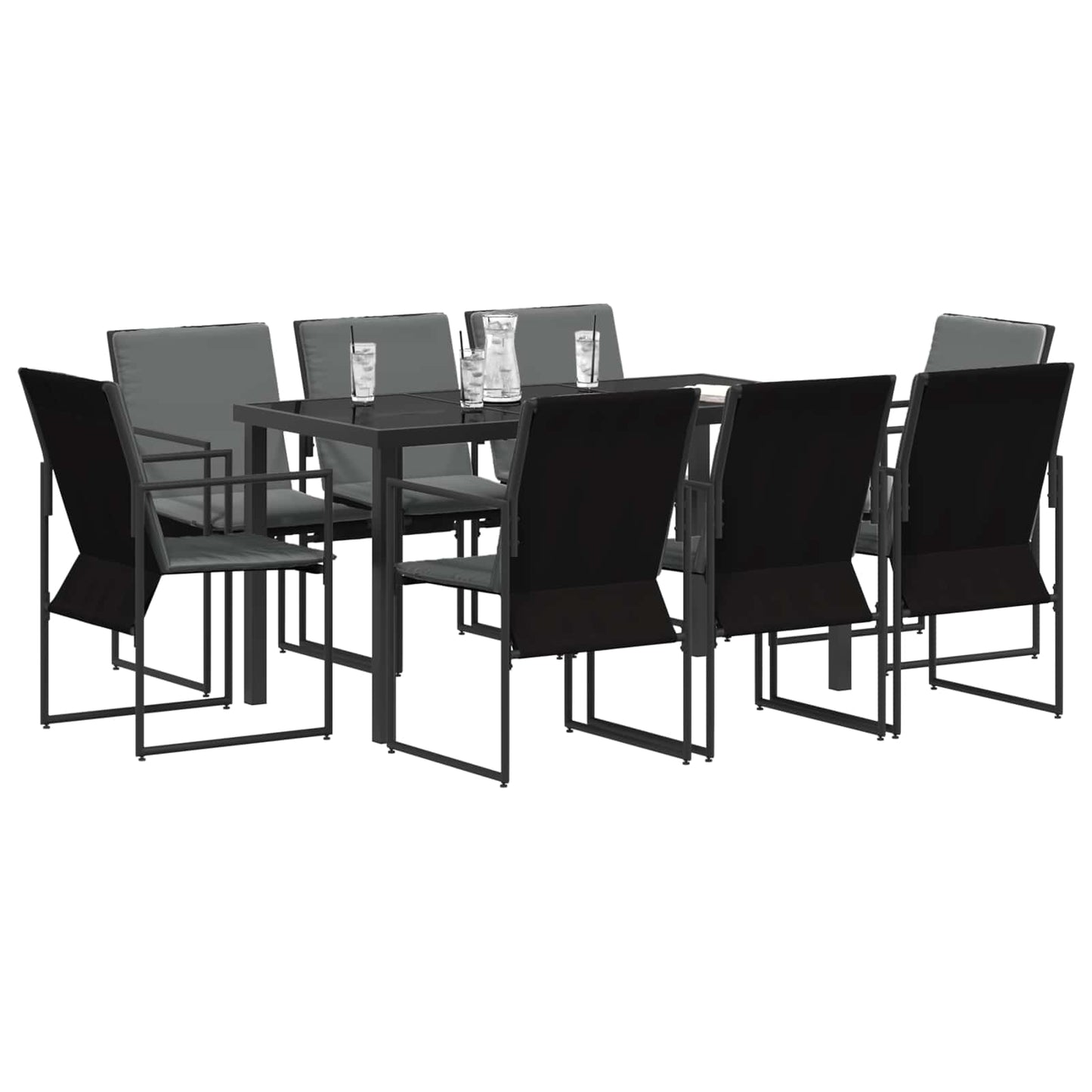 Kert étkező szett 9 pcs Fekete és Antracit 160 x 80 x 73 cm