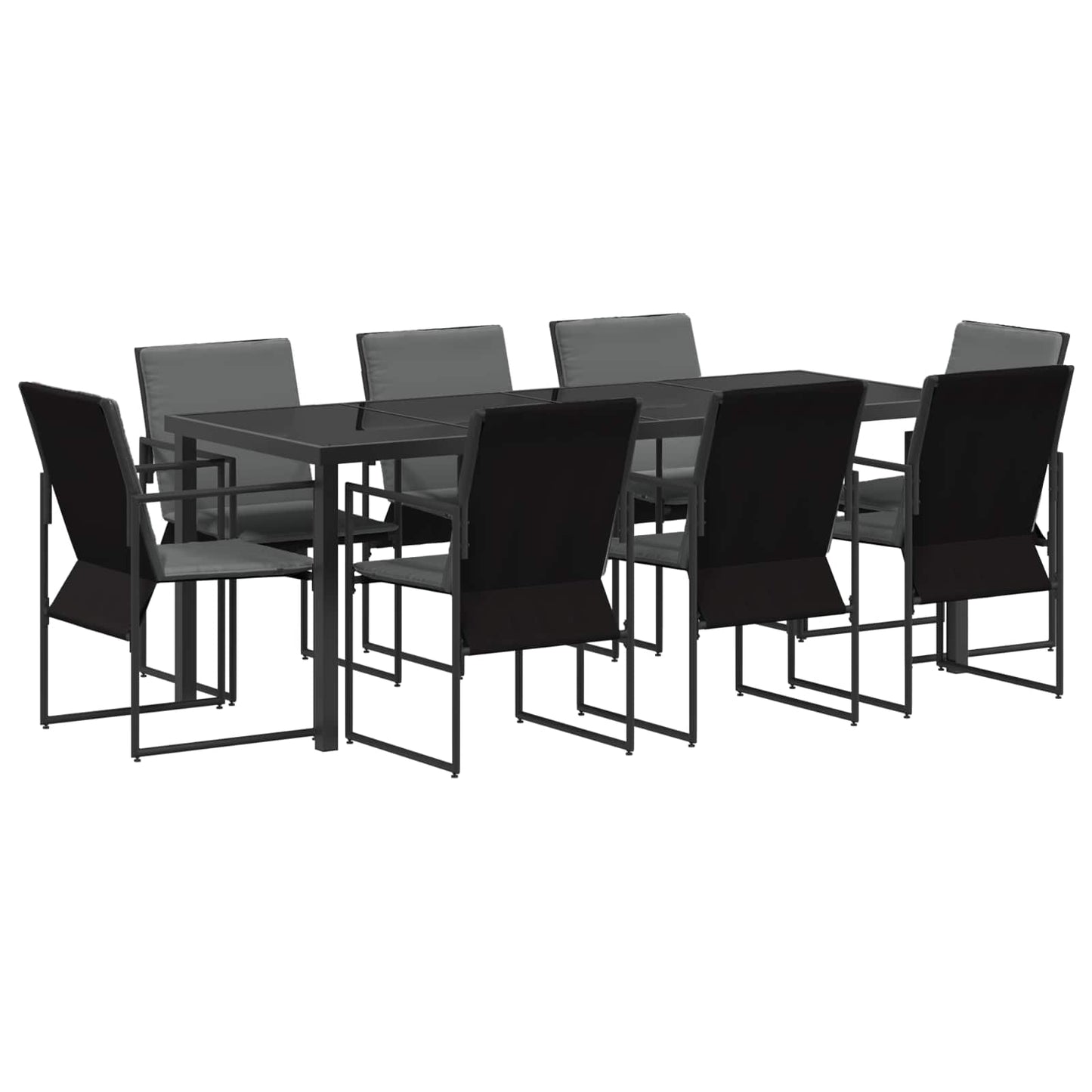 Kert étkező szett 9 pcs Fekete és Antracit 200 x 80 x 73 cm