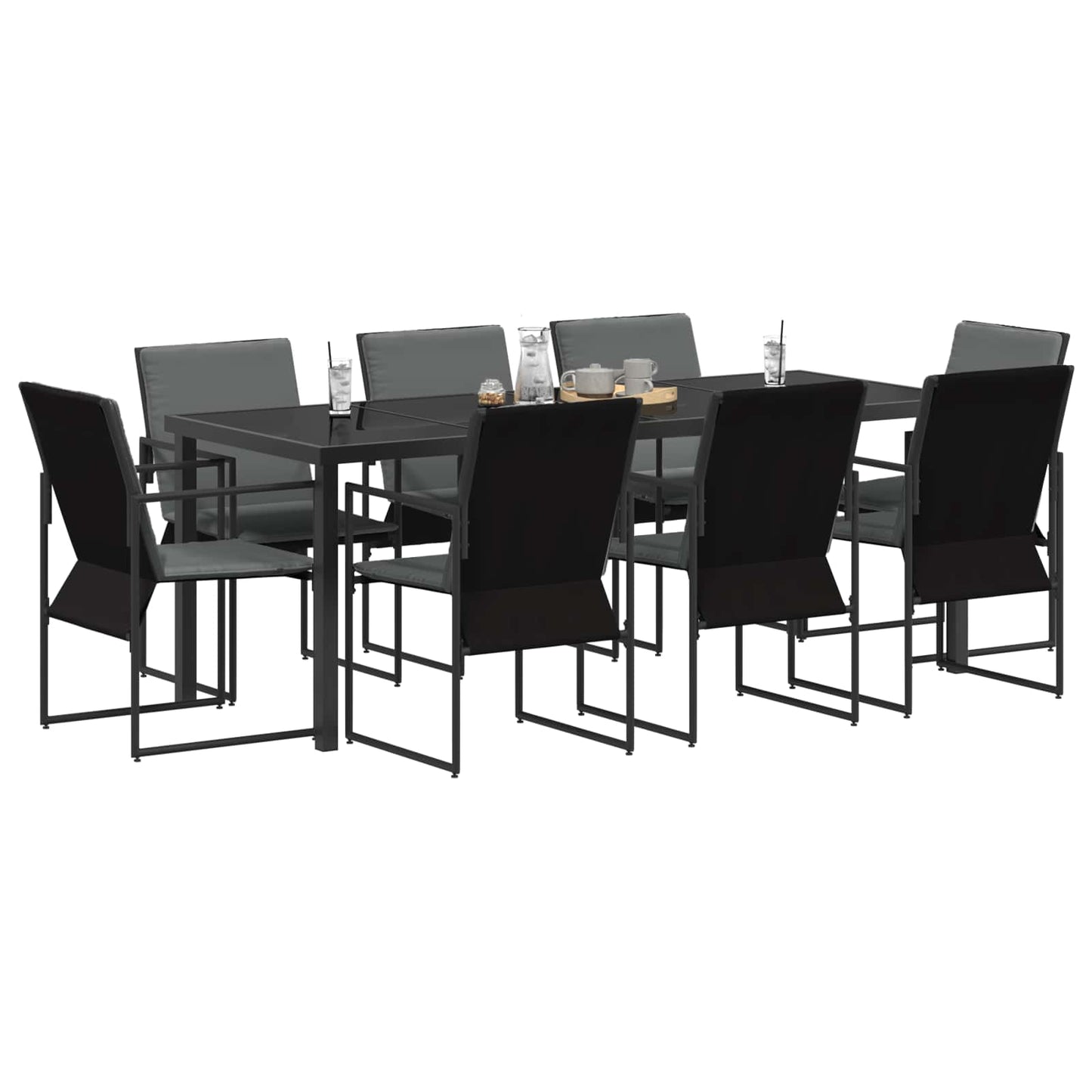 Kert étkező szett 9 pcs Fekete és Antracit 200 x 80 x 73 cm