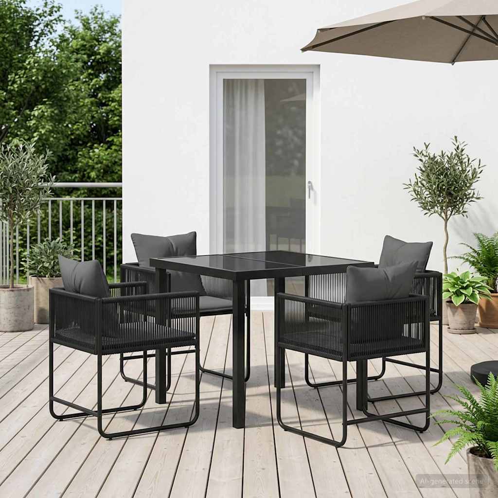 Kert étkező szett 5 pcs Fekete és Antracit 80 x 80 x 73 cm