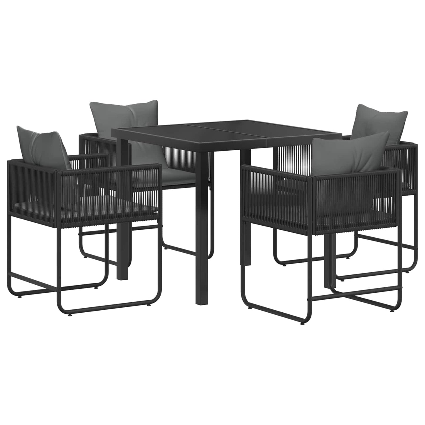 Kert étkező szett 5 pcs Fekete és Antracit 80 x 80 x 73 cm