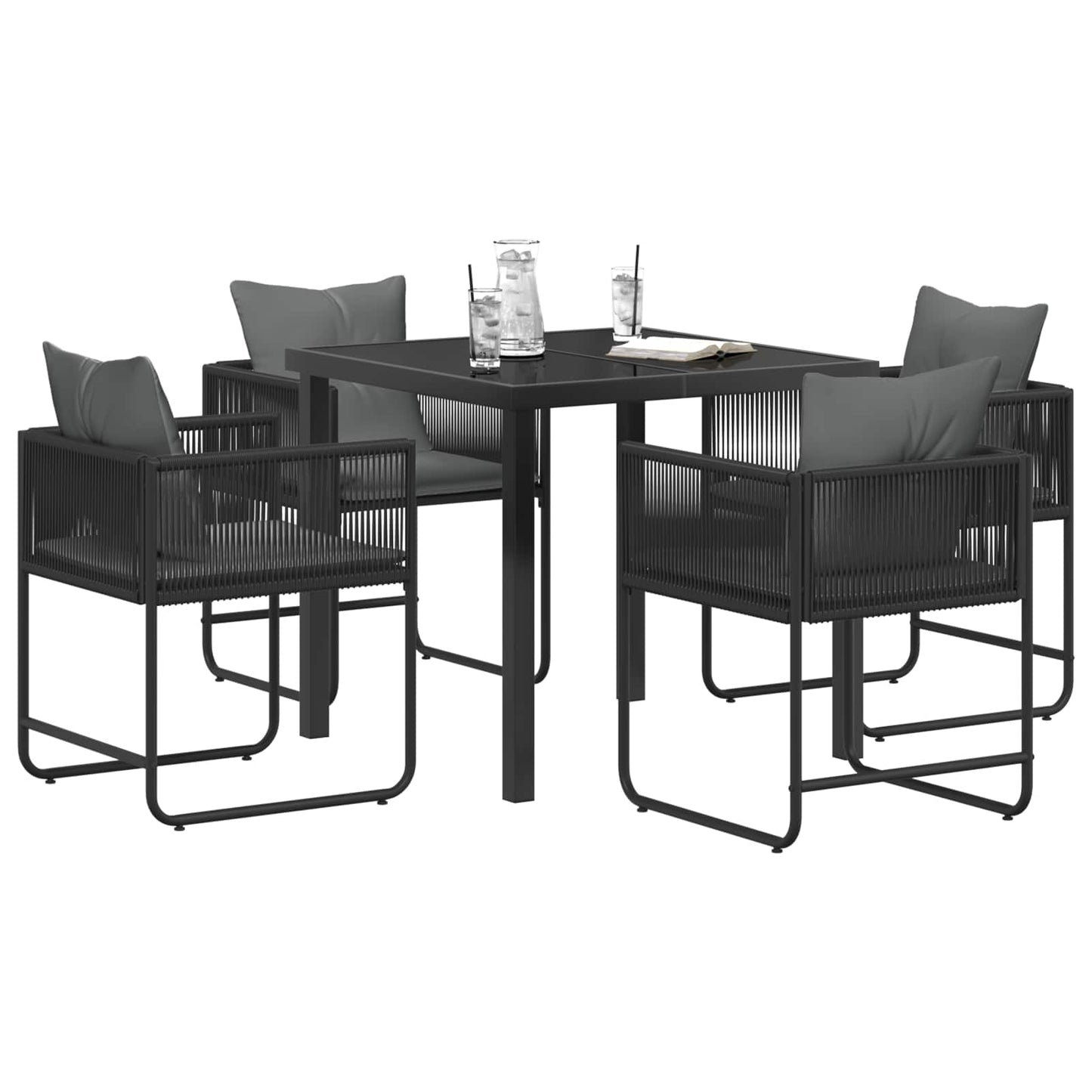 Kert étkező szett 5 pcs Fekete és Antracit 80 x 80 x 73 cm