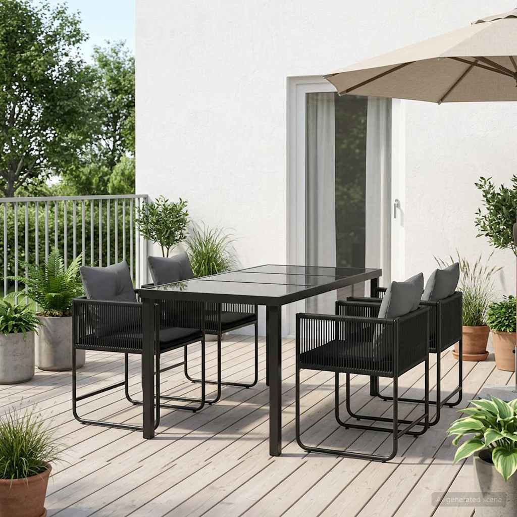 Kert étkező szett 5 pcs Fekete és Antracit 140 x 80 x 73 cm