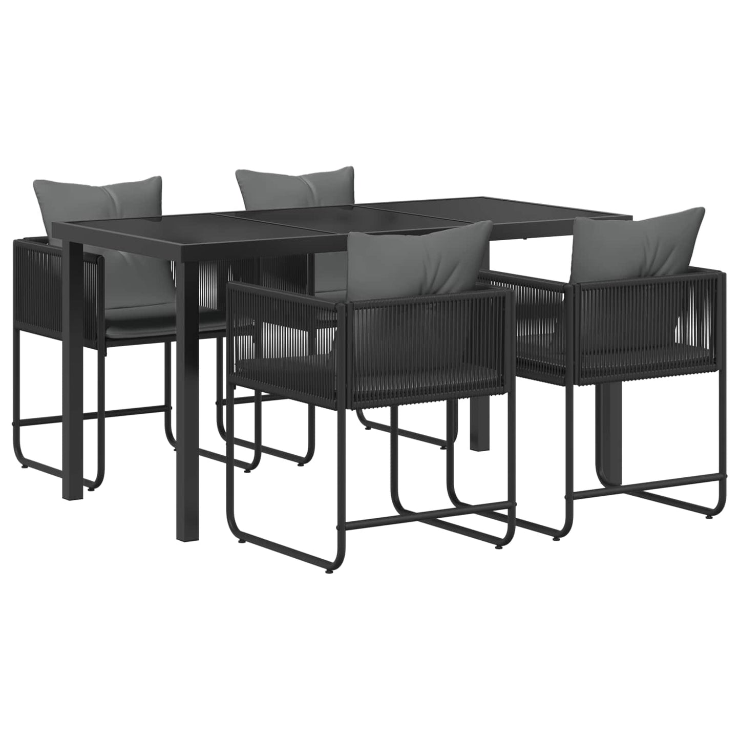 Kert étkező szett 5 pcs Fekete és Antracit 140 x 80 x 73 cm
