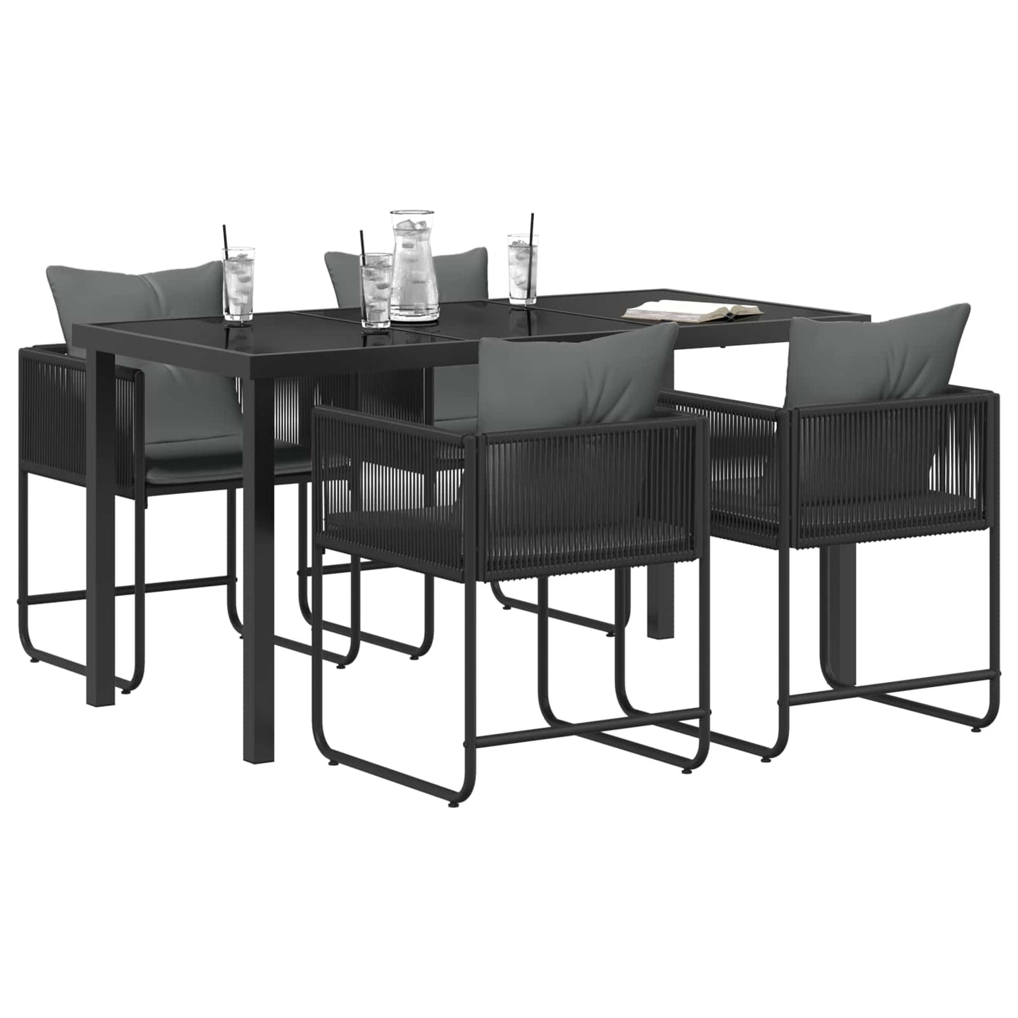 Kert étkező szett 5 pcs Fekete és Antracit 140 x 80 x 73 cm